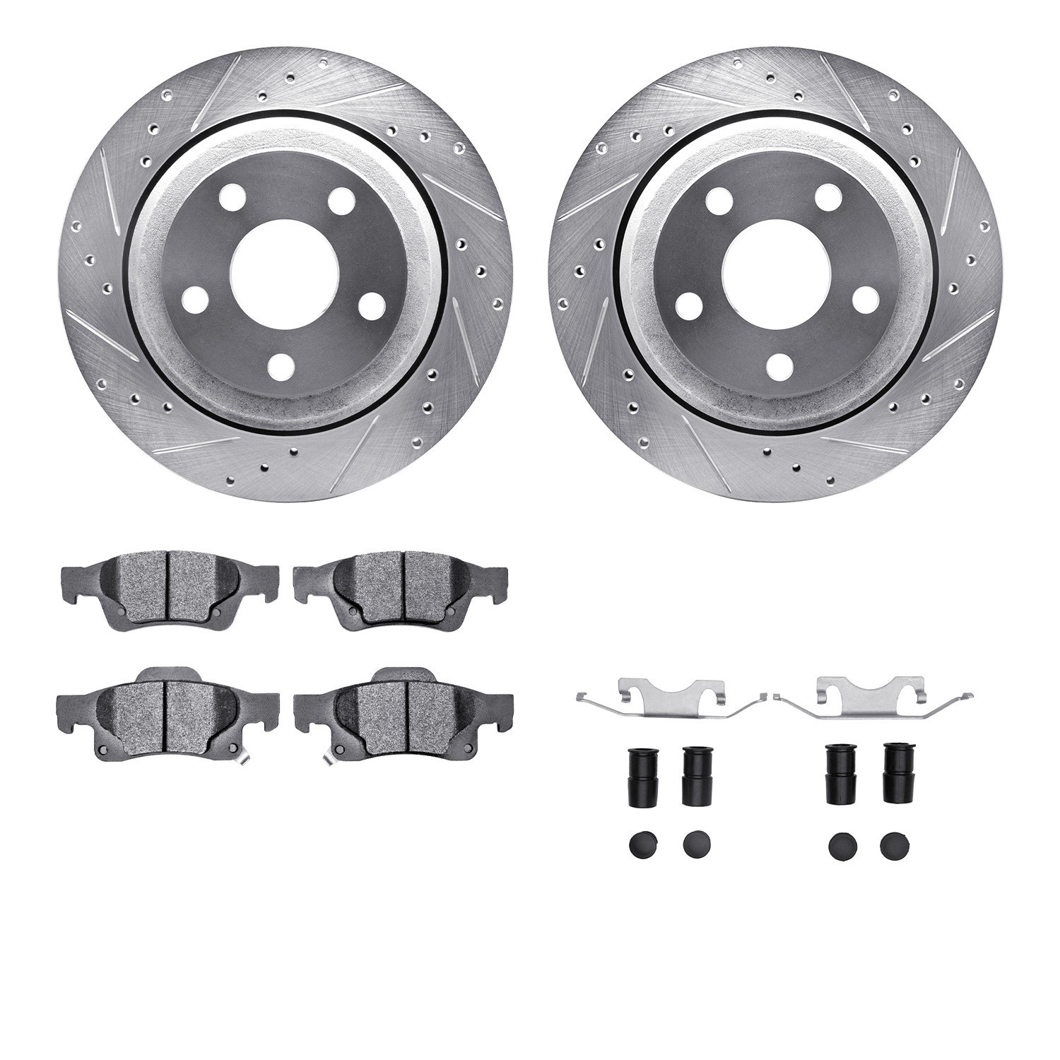 DYN 7212-42003 DFC Brake Rotor - Drilled & Slotted - Silver- HD Brake Pad - Hardware