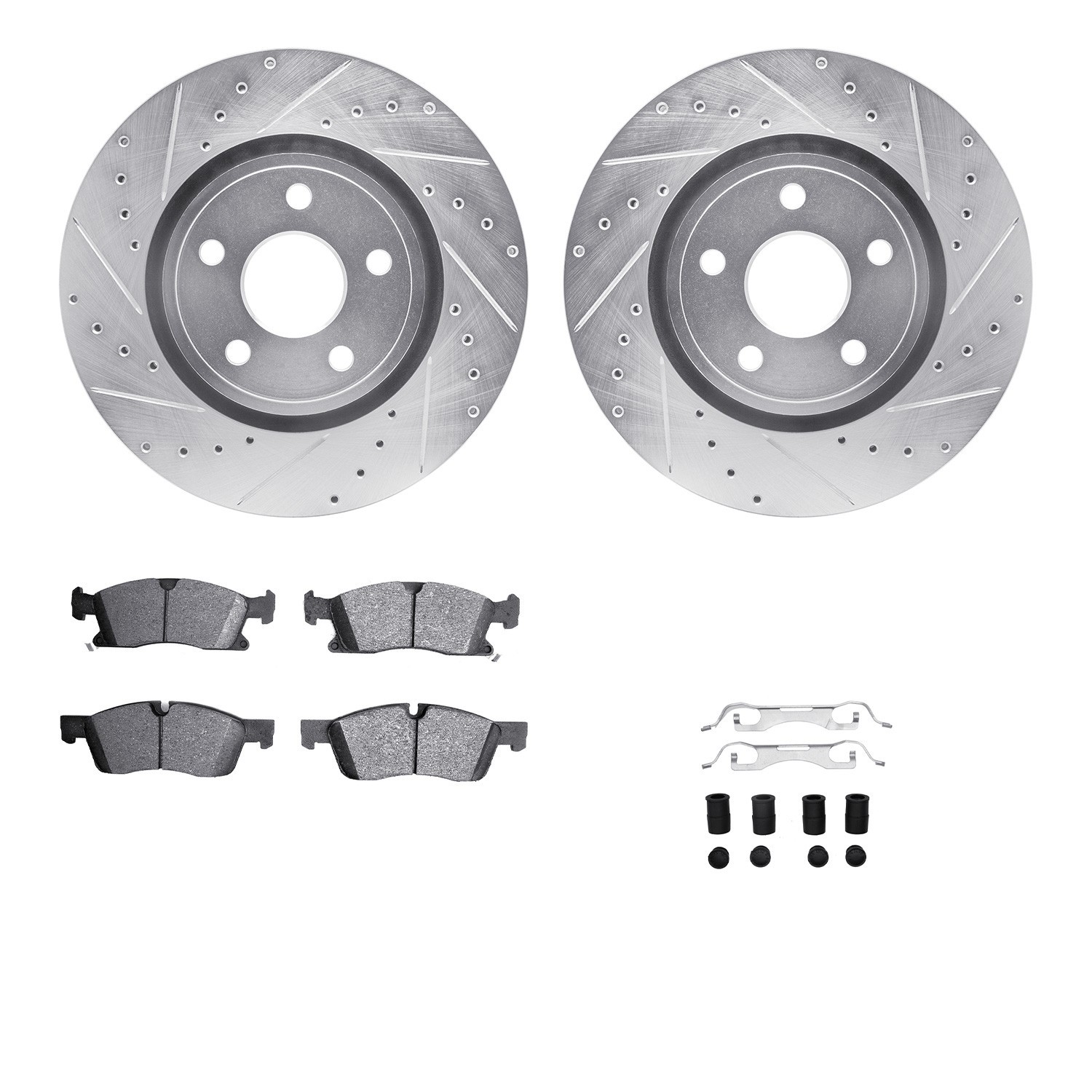 DYN 7212-42004 DFC Brake Rotor - Drilled & Slotted - Silver- HD Brake Pad - Hardware