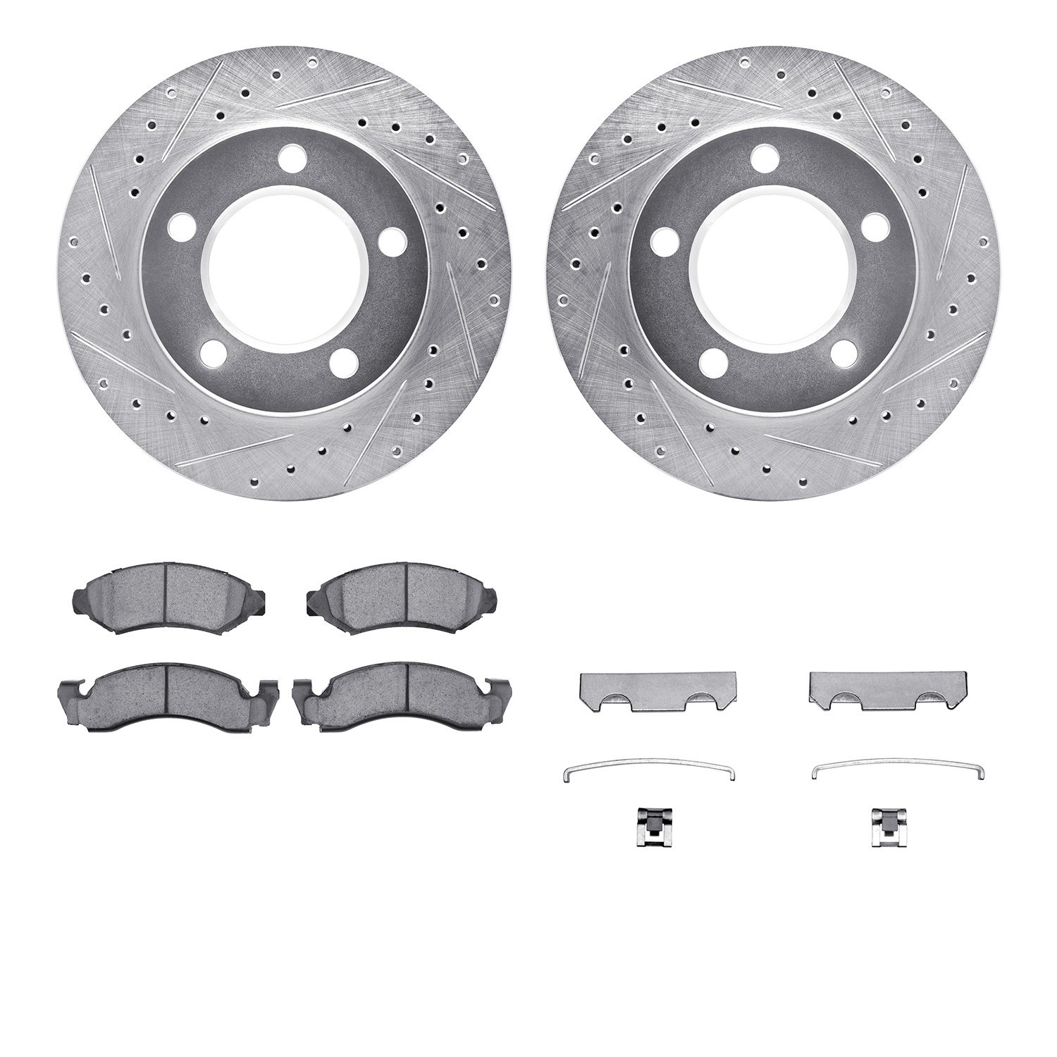 DYN 7212-42080 DFC Brake Rotor - Drilled & Slotted - Silver- HD Brake Pad - Hardware