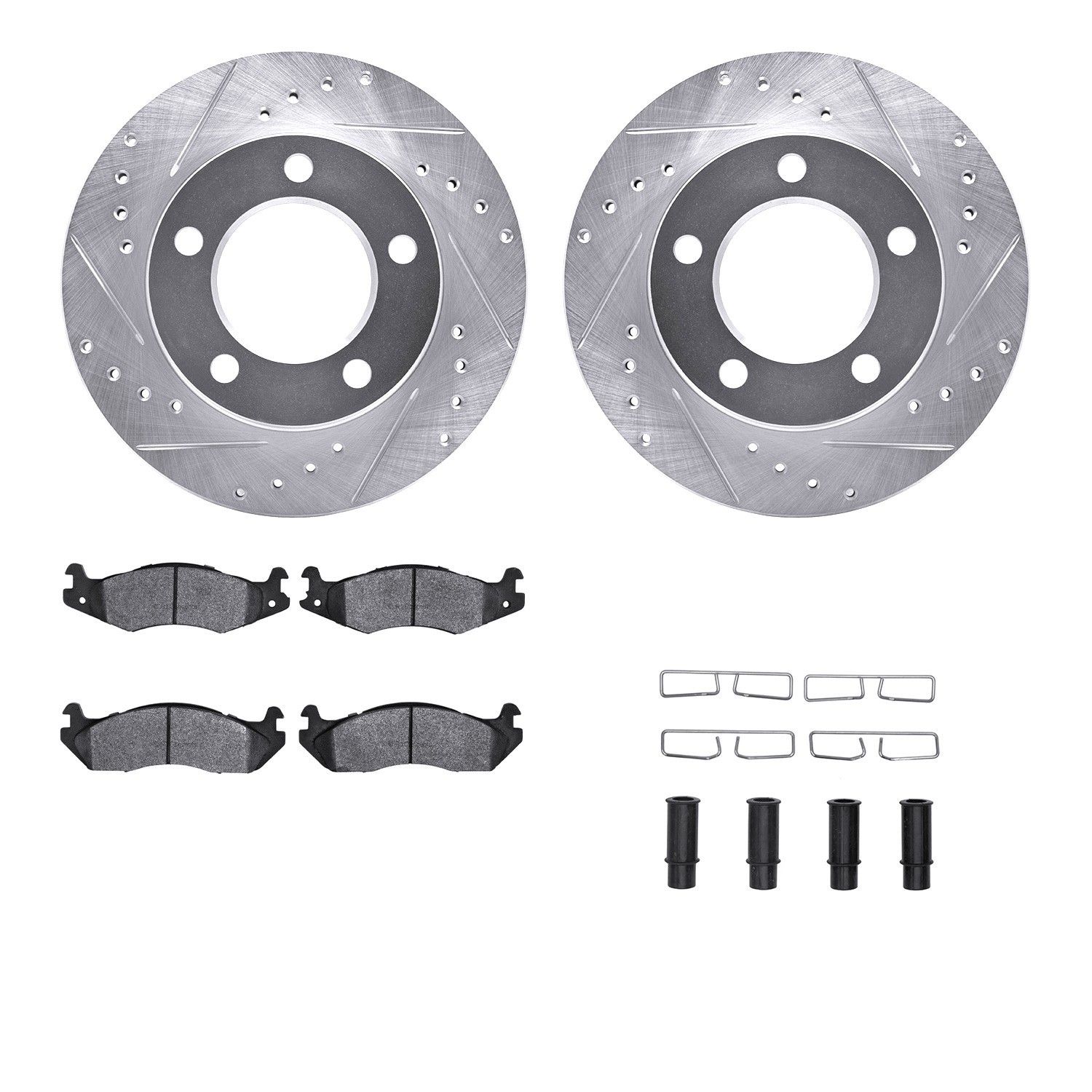 DYN 7212-42083 DFC Brake Rotor - Drilled & Slotted - Silver- HD Brake Pad - Hardware