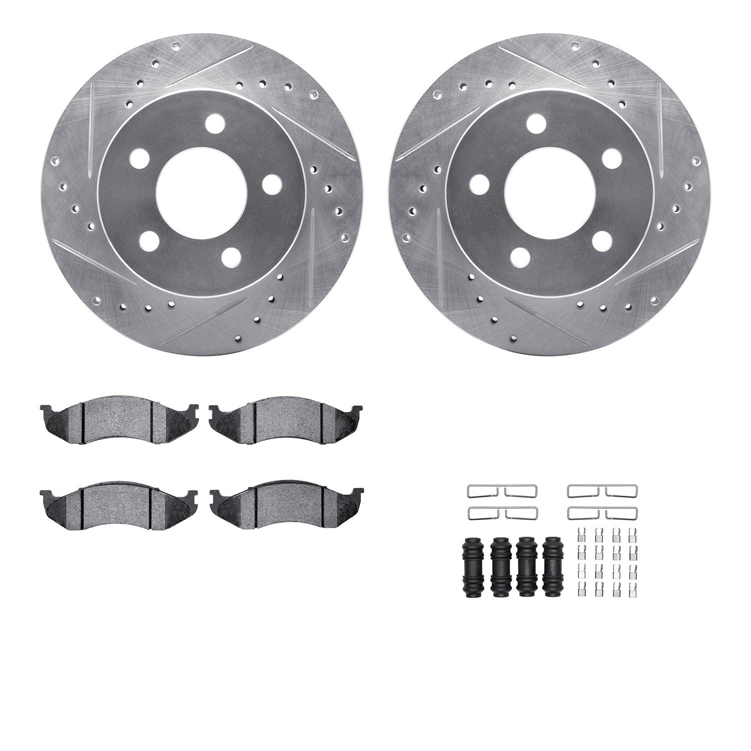 DYN 7212-42090 DFC Brake Rotor - Drilled & Slotted - Silver- HD Brake Pad - Hardware