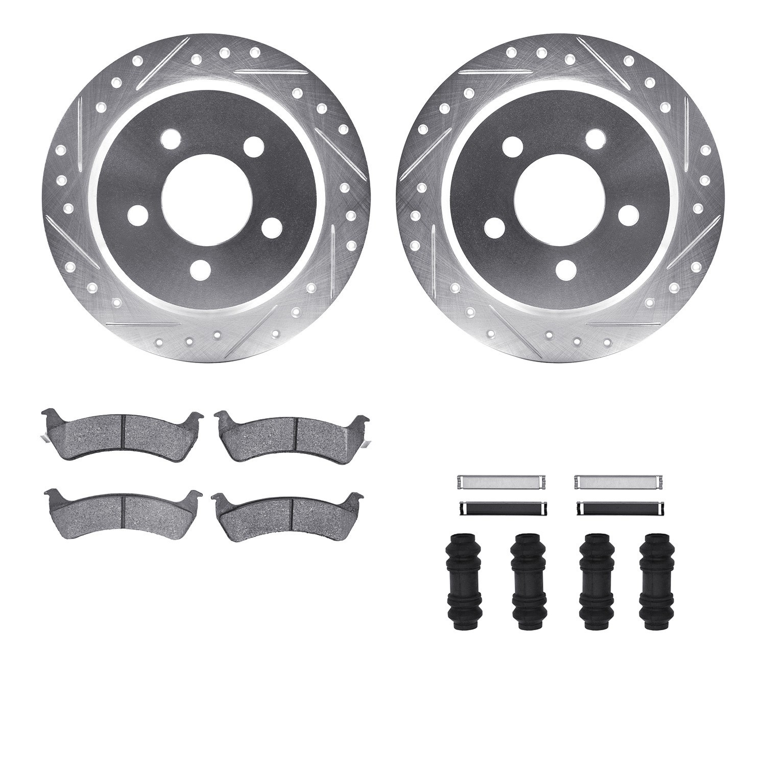 DYN 7212-42092 DFC Brake Rotor - Drilled & Slotted - Silver- HD Brake Pad - Hardware