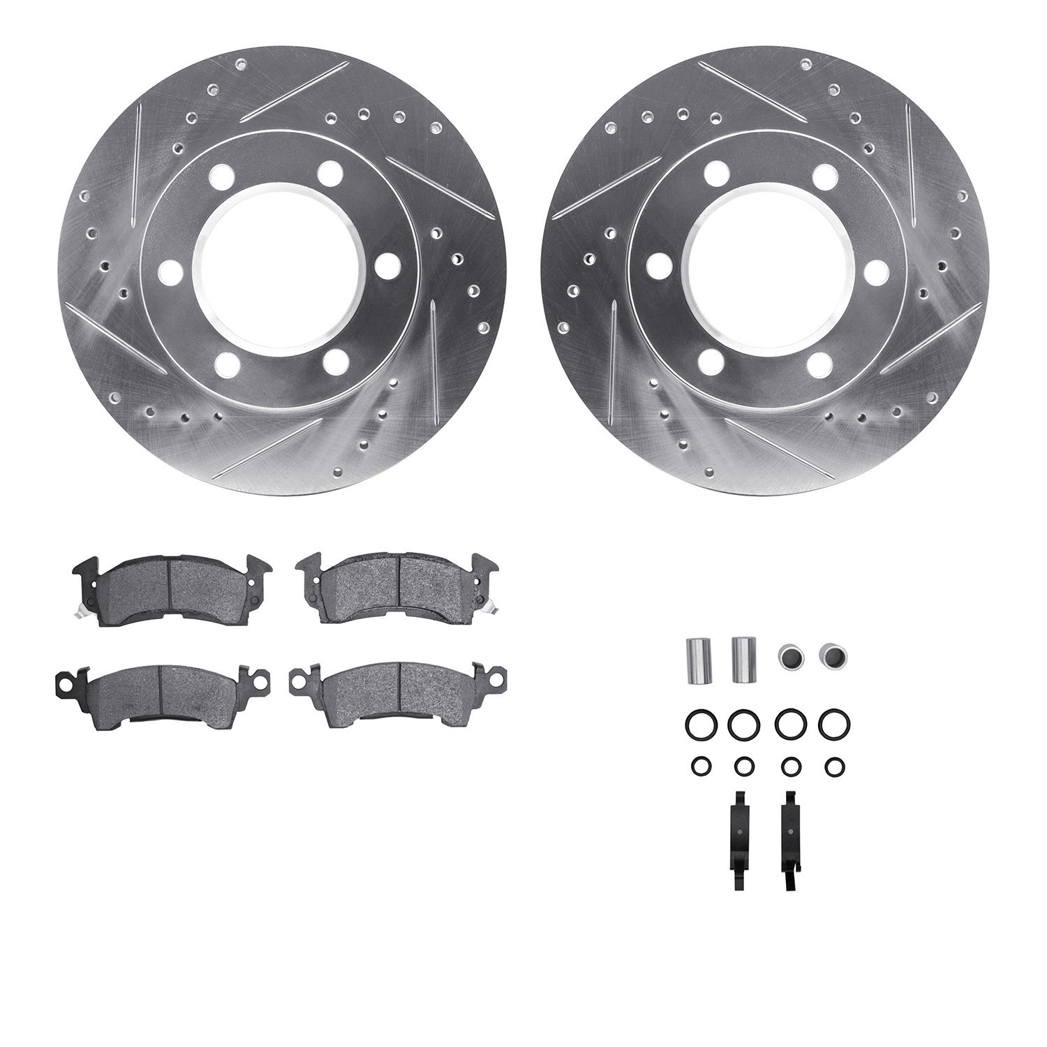 DYN 7212-42105 DFC Brake Rotor - Drilled & Slotted - Silver- HD Brake Pad - Hardware