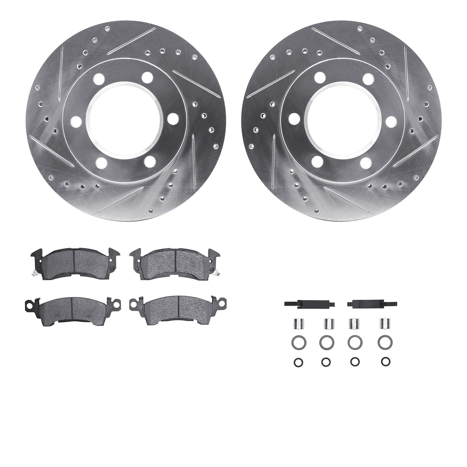 DYN 7212-42106 DFC Brake Rotor - Drilled & Slotted - Silver- HD Brake Pad - Hardware