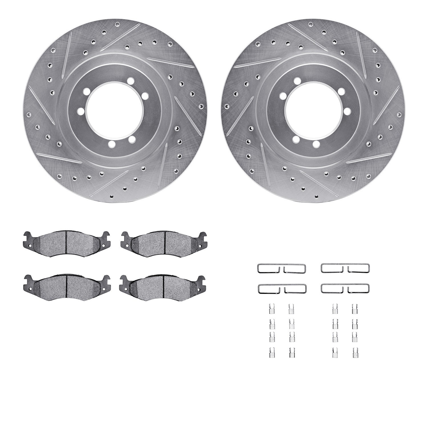 DYN 7212-44002 DFC Brake Rotor - Drilled & Slotted - Silver- HD Brake Pad - Hardware