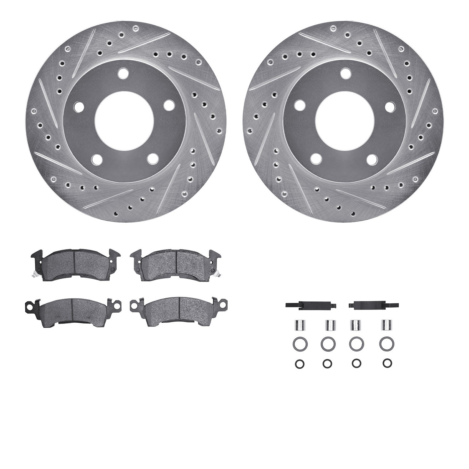 DYN 7212-46005 DFC Brake Rotor - Drilled & Slotted - Silver- HD Brake Pad - Hardware