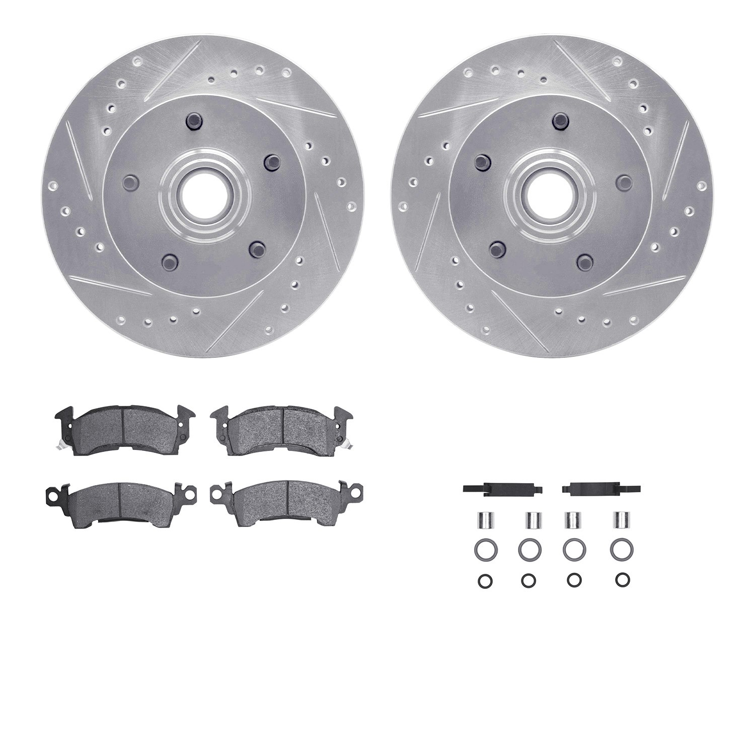 DYN 7212-47011 DFC Brake Rotor - Drilled & Slotted - Silver- HD Brake Pad - Hardware