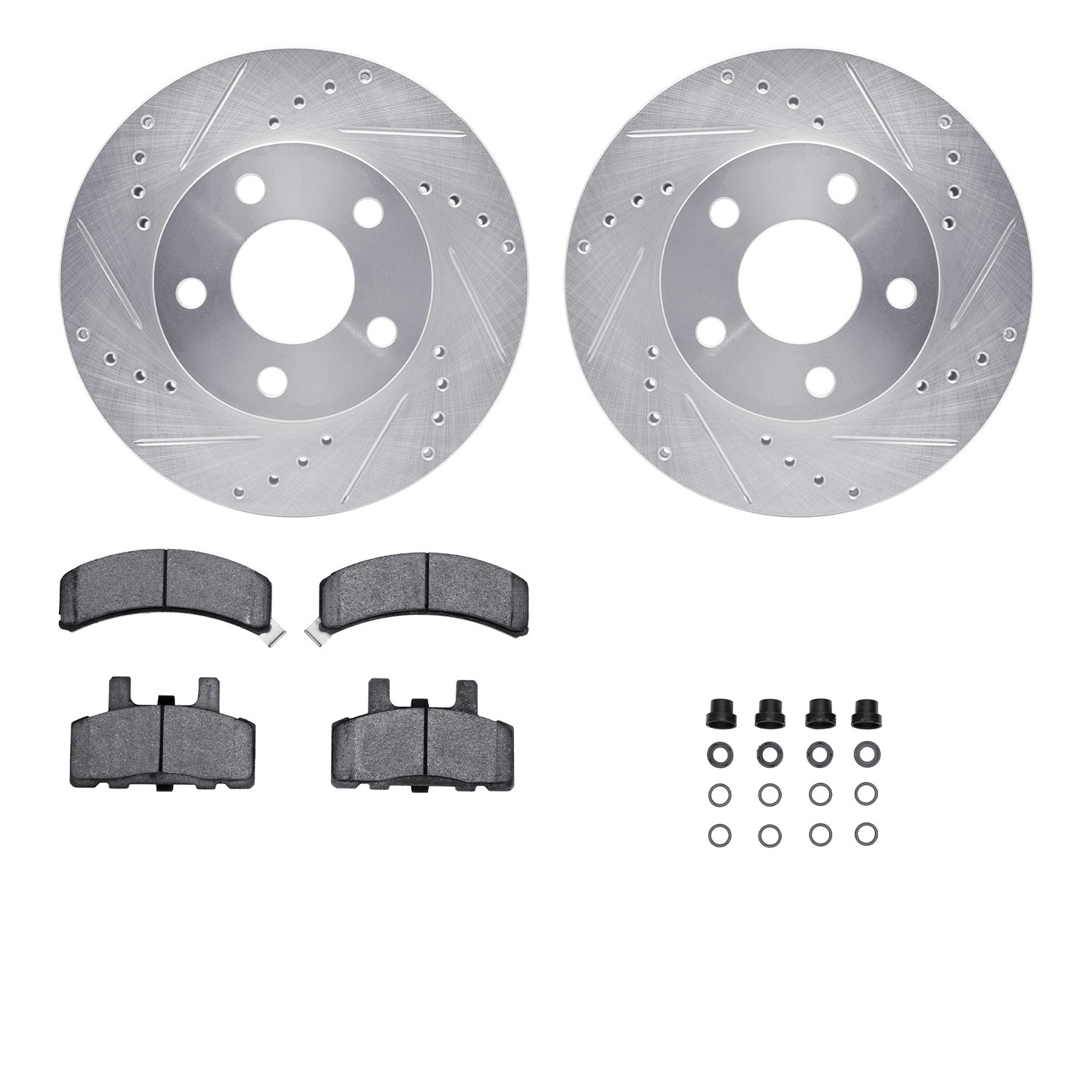 DYN 7212-47049 DFC Brake Rotor - Drilled & Slotted - Silver- HD Brake Pad - Hardware