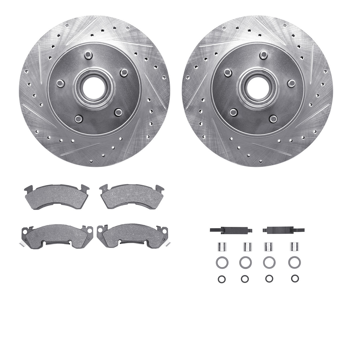 DYN 7212-47098 DFC Brake Rotor - Drilled & Slotted - Silver- HD Brake Pad - Hardware