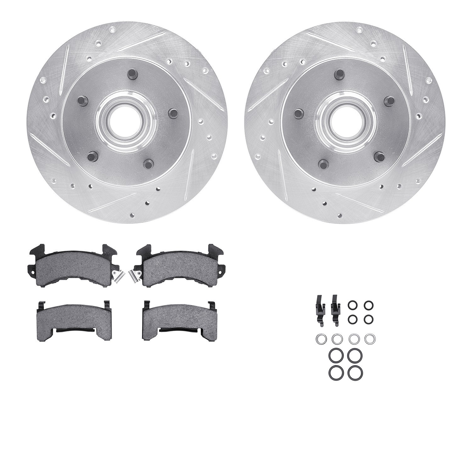 DYN 7212-47099 DFC Brake Rotor - Drilled & Slotted - Silver- HD Brake Pad - Hardware