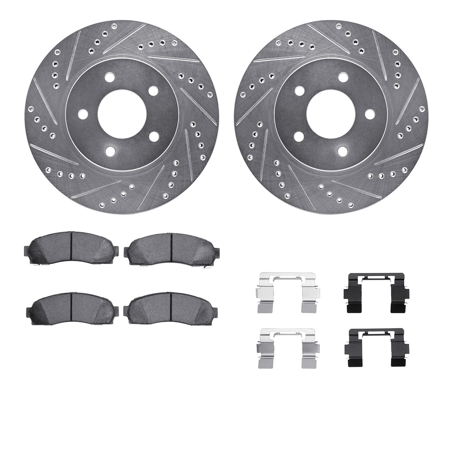 DYN 7212-47101 DFC Brake Rotor - Drilled & Slotted - Silver- HD Brake Pad - Hardware