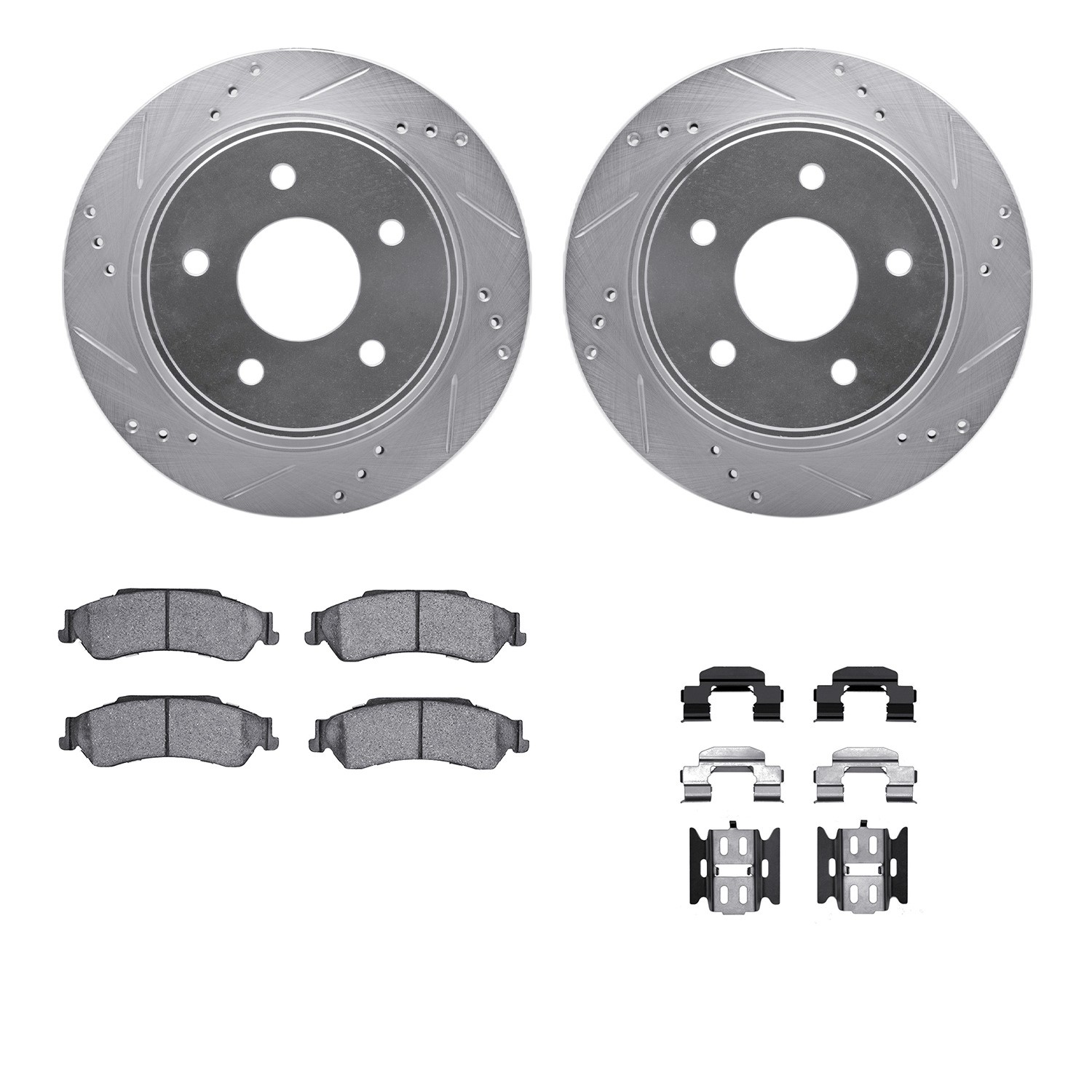 DYN 7212-48001 DFC Brake Rotor - Drilled & Slotted - Silver- HD Brake Pad - Hardware