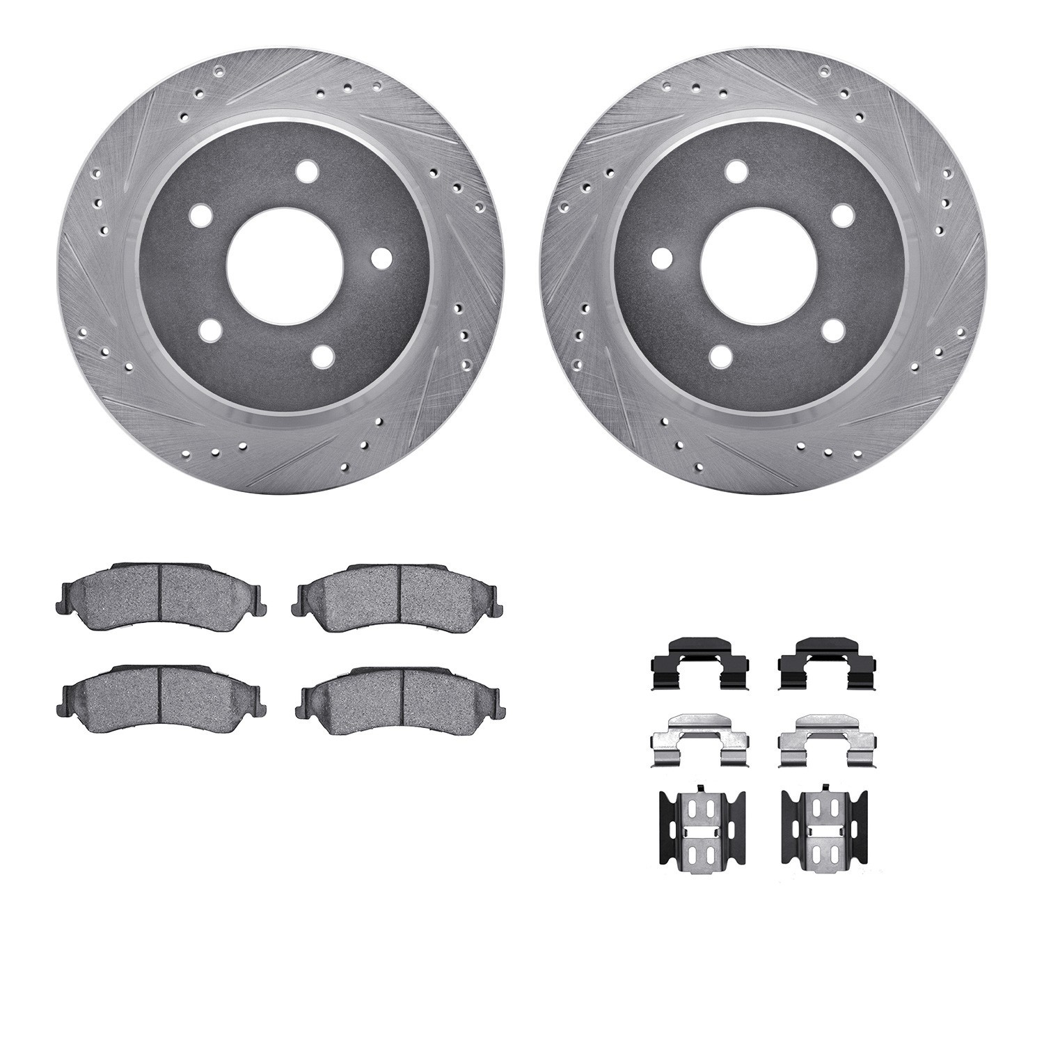 DYN 7212-48003 DFC Brake Rotor - Drilled & Slotted - Silver- HD Brake Pad - Hardware