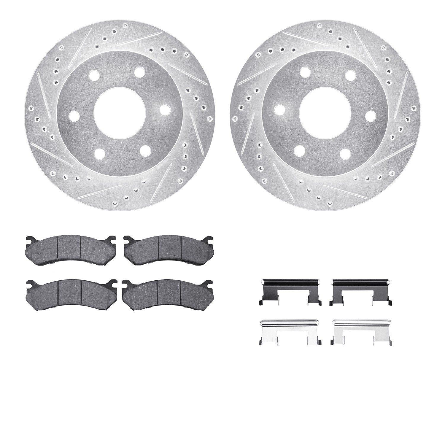 DYN 7212-48004 DFC Brake Rotor - Drilled & Slotted - Silver- HD Brake Pad - Hardware