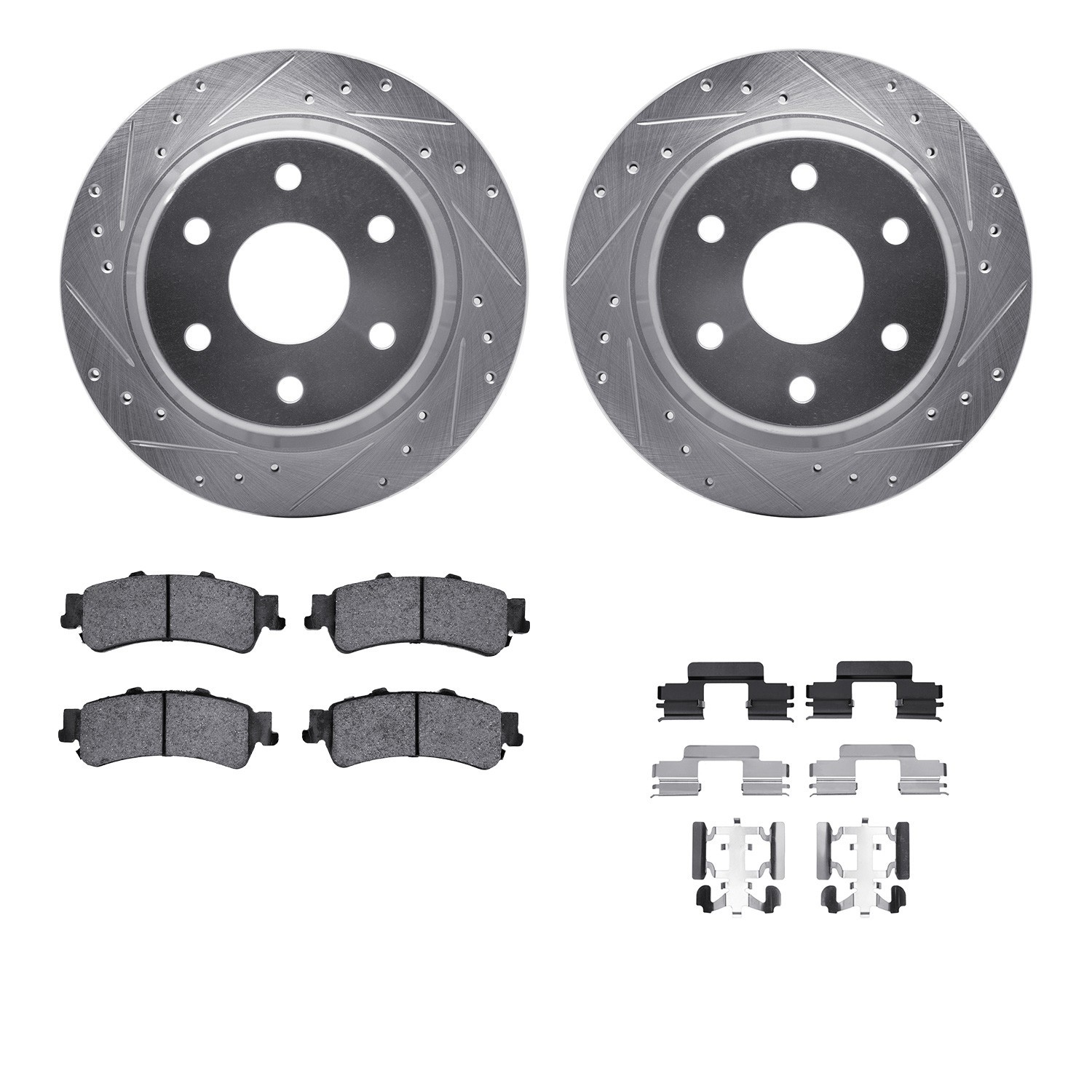 DYN 7212-48008 DFC Brake Rotor - Drilled & Slotted - Silver- HD Brake Pad - Hardware