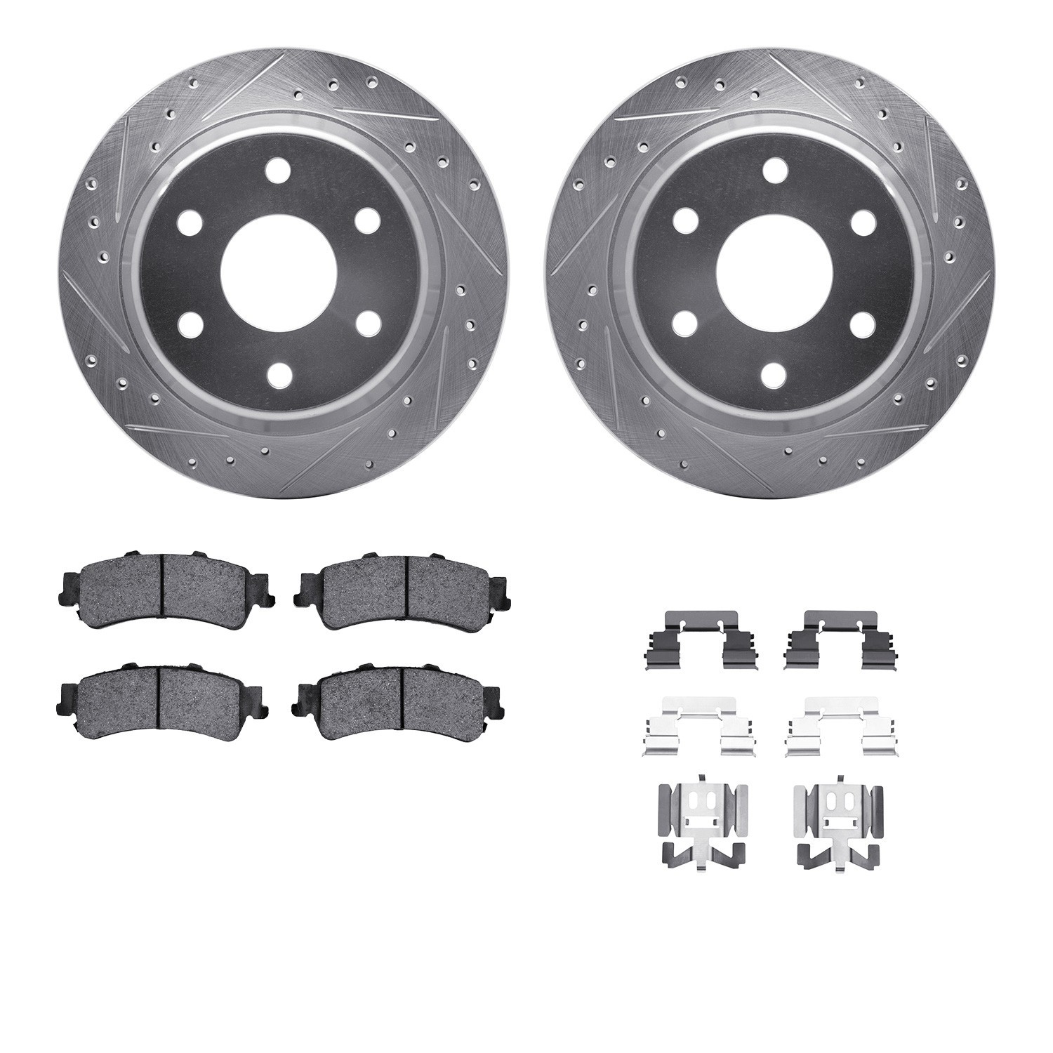 DYN 7212-48009 DFC Brake Rotor - Drilled & Slotted - Silver- HD Brake Pad - Hardware