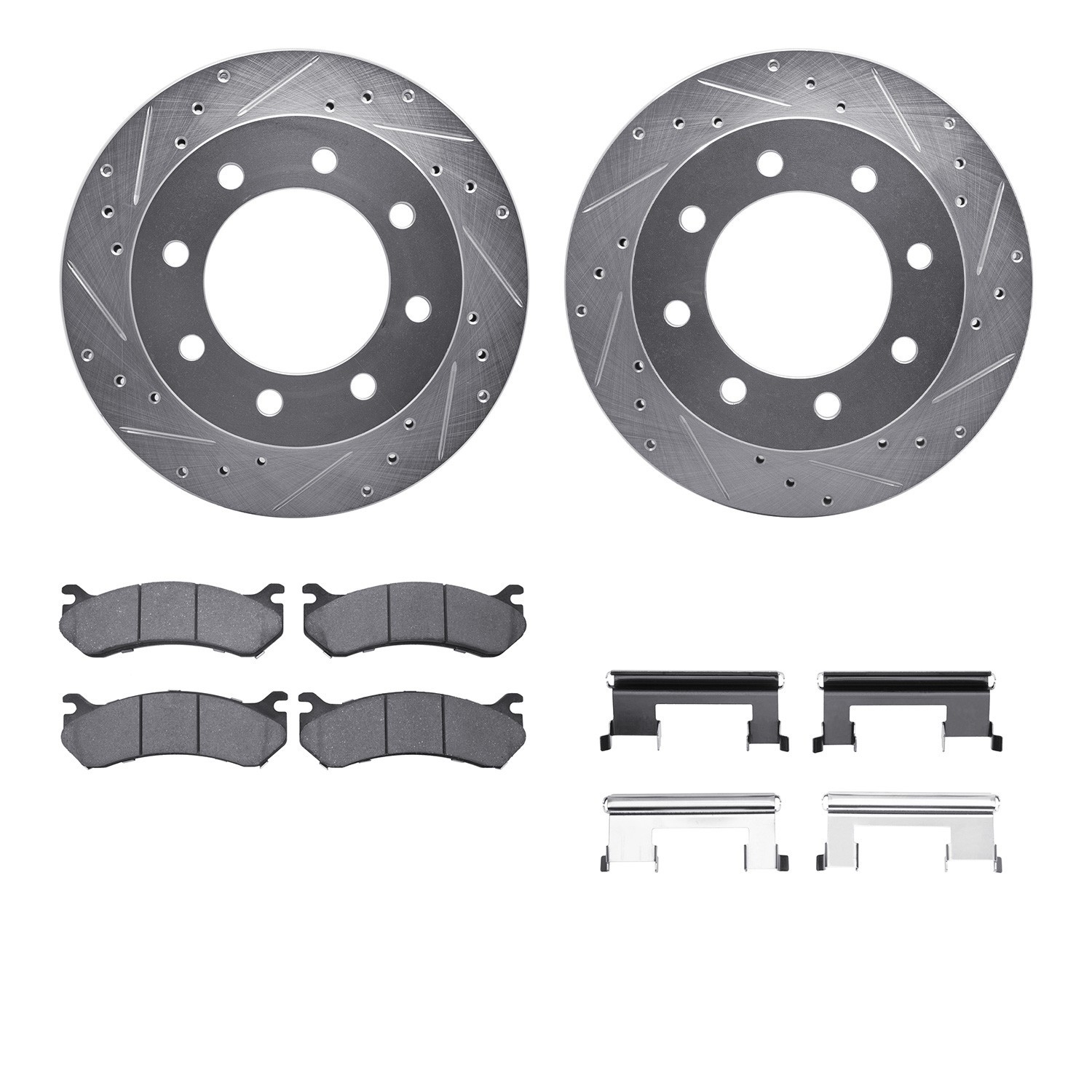 DYN 7212-48012 DFC Brake Rotor - Drilled & Slotted - Silver- HD Brake Pad - Hardware
