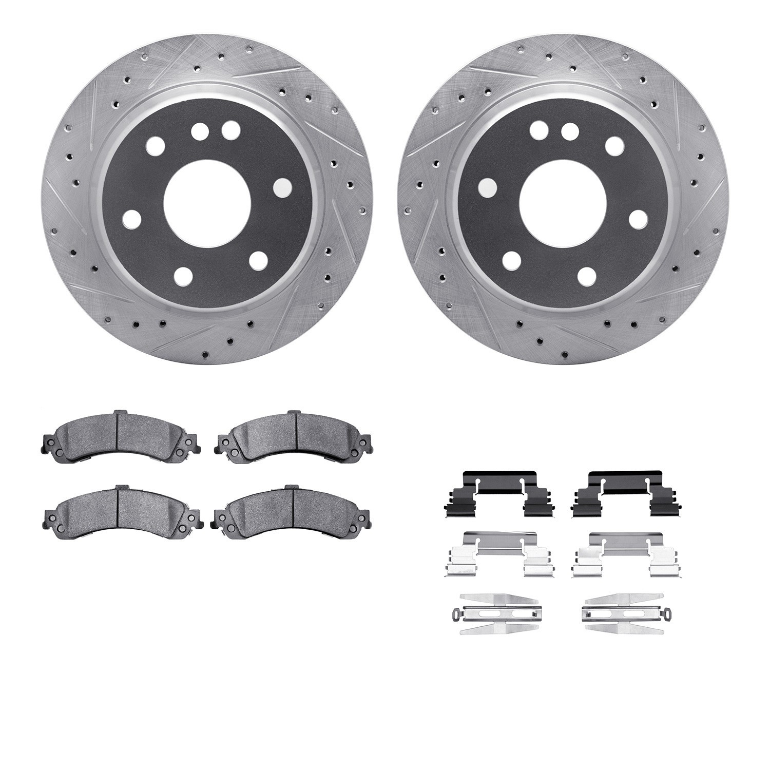 DYN 7212-48014 DFC Brake Rotor - Drilled & Slotted - Silver- HD Brake Pad - Hardware