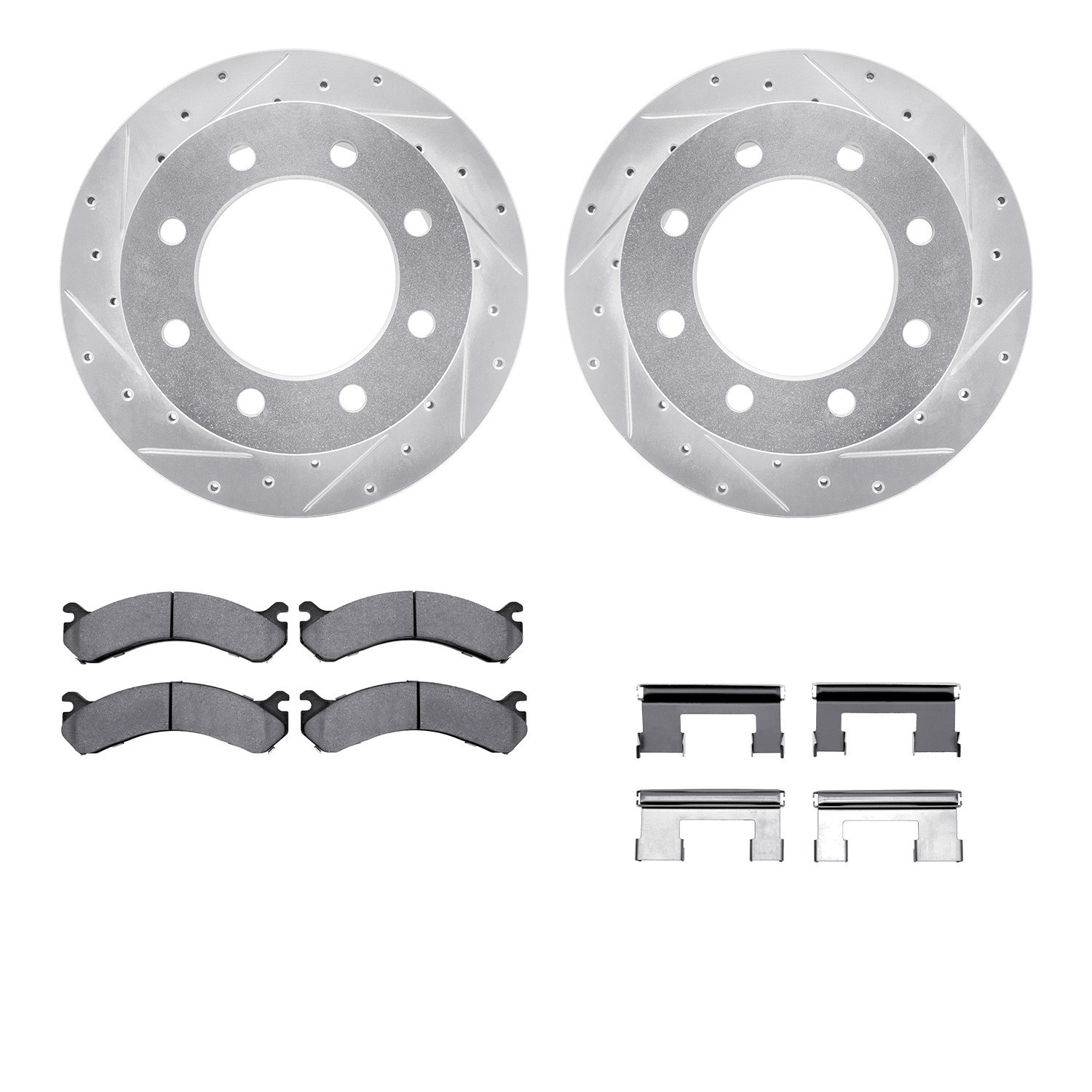 DYN 7212-48017 DFC Brake Rotor - Drilled & Slotted - Silver- HD Brake Pad - Hardware