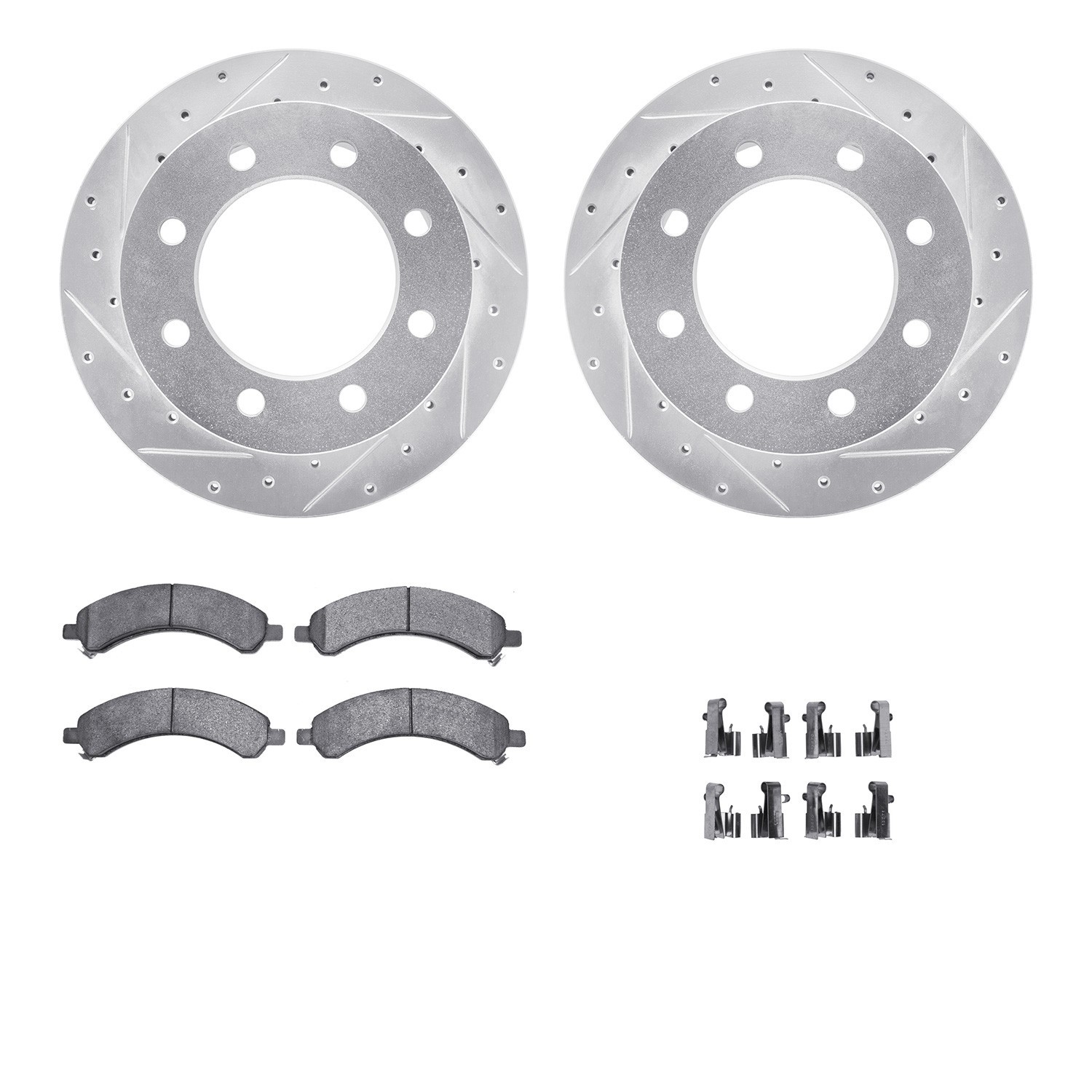 DYN 7212-48018 DFC Brake Rotor - Drilled & Slotted - Silver- HD Brake Pad - Hardware