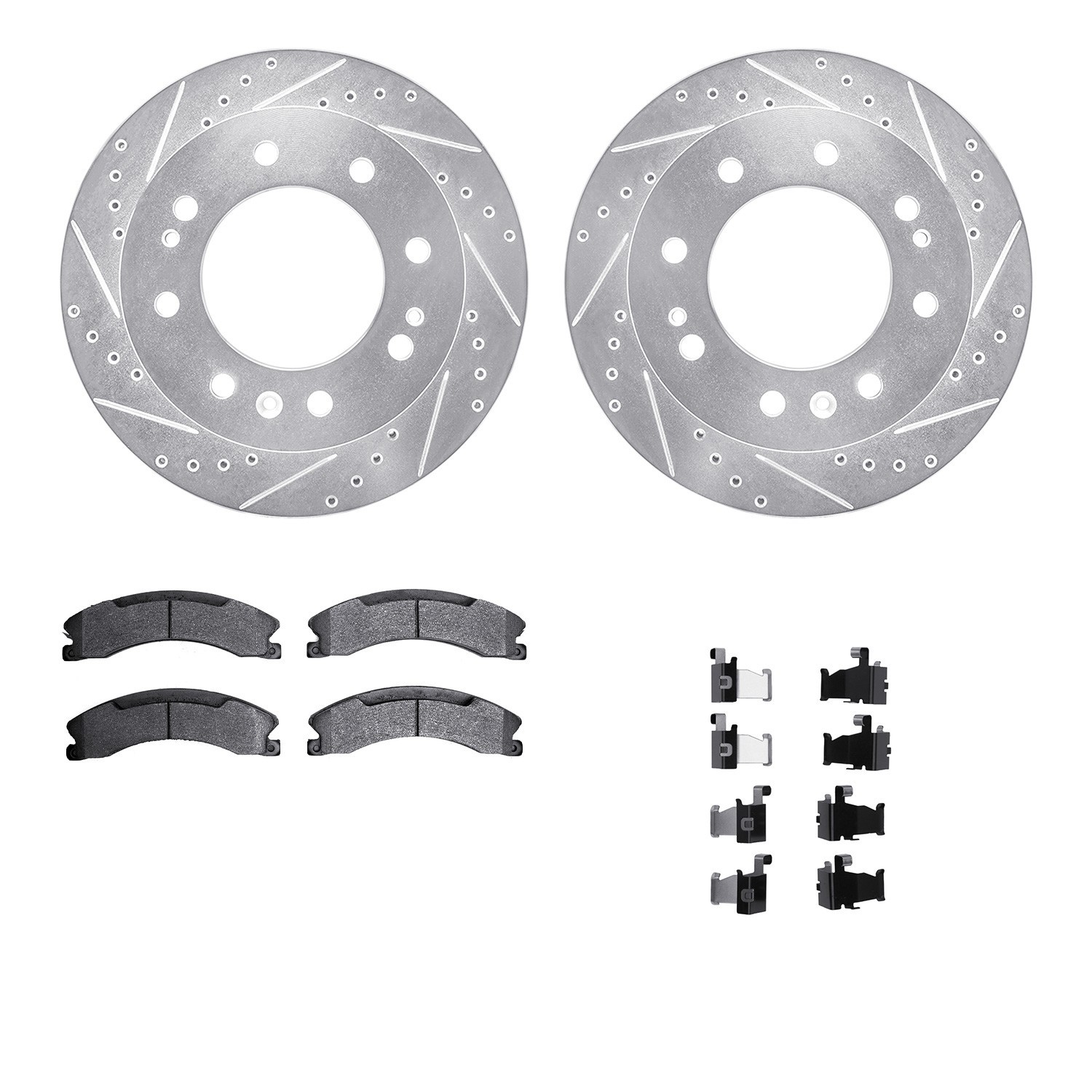 DYN 7212-48029 DFC Brake Rotor - Drilled & Slotted - Silver- HD Brake Pad - Hardware