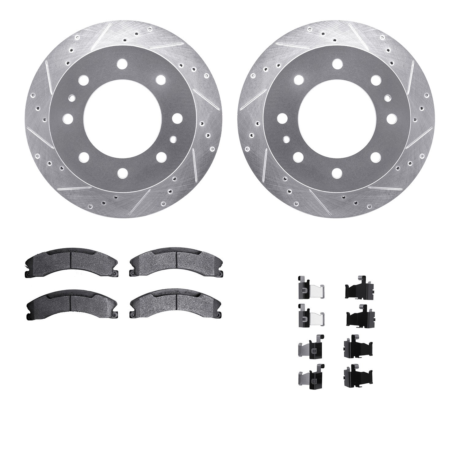 DYN 7212-48031 DFC Brake Rotor - Drilled & Slotted - Silver- HD Brake Pad - Hardware
