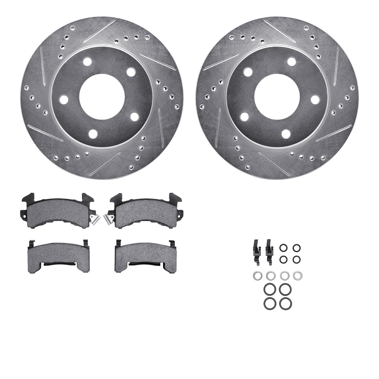 DYN 7212-48053 DFC Brake Rotor - Drilled & Slotted - Silver- HD Brake Pad - Hardware