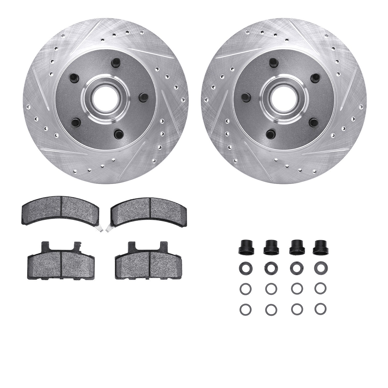 DYN 7212-48079 DFC Brake Rotor - Drilled & Slotted - Silver- HD Brake Pad - Hardware