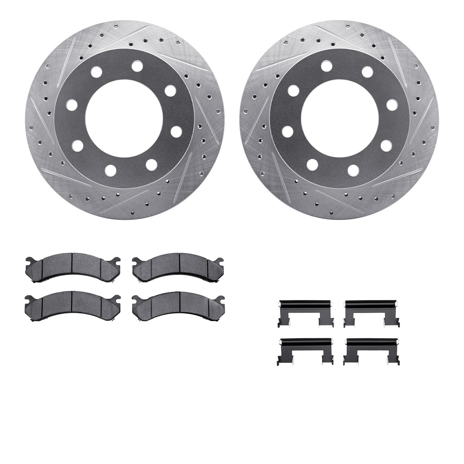 DYN 7212-48122 DFC Brake Rotor - Drilled & Slotted - Silver- HD Brake Pad - Hardware