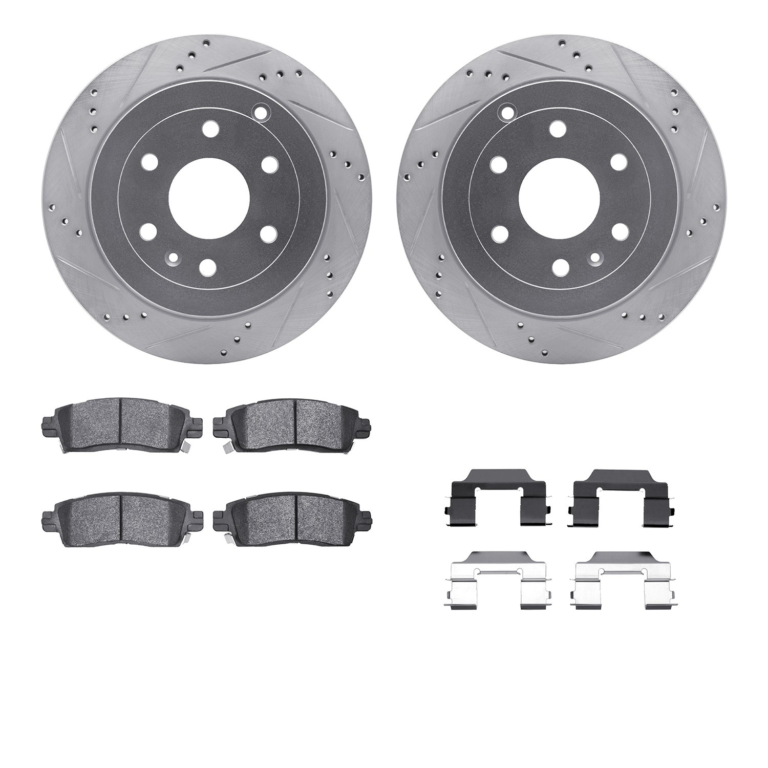 DYN 7212-48152 DFC Brake Rotor - Drilled & Slotted - Silver- HD Brake Pad - Hardware