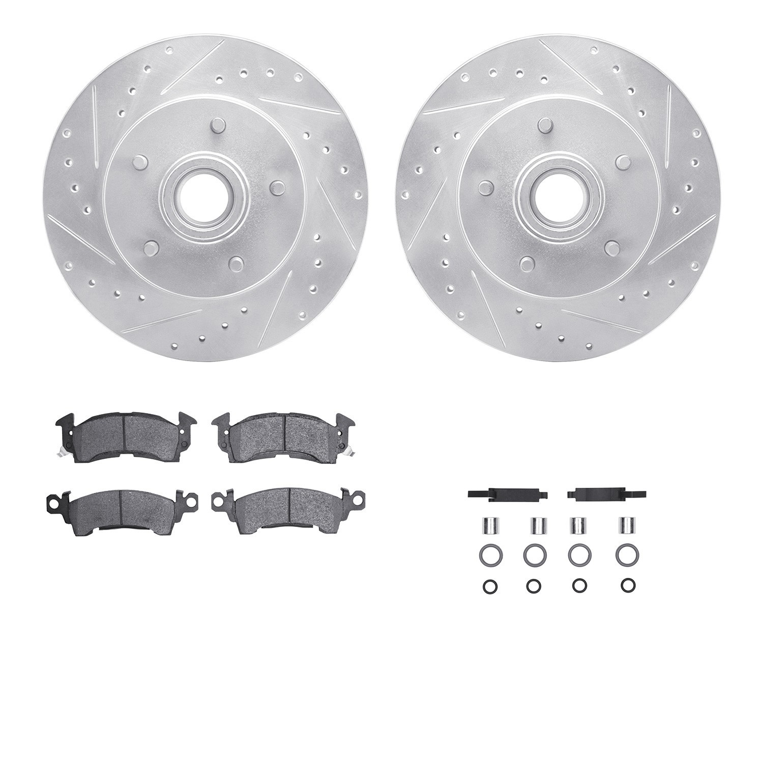 DYN 7212-51001 DFC Brake Rotor - Drilled & Slotted - Silver- HD Brake Pad - Hardware