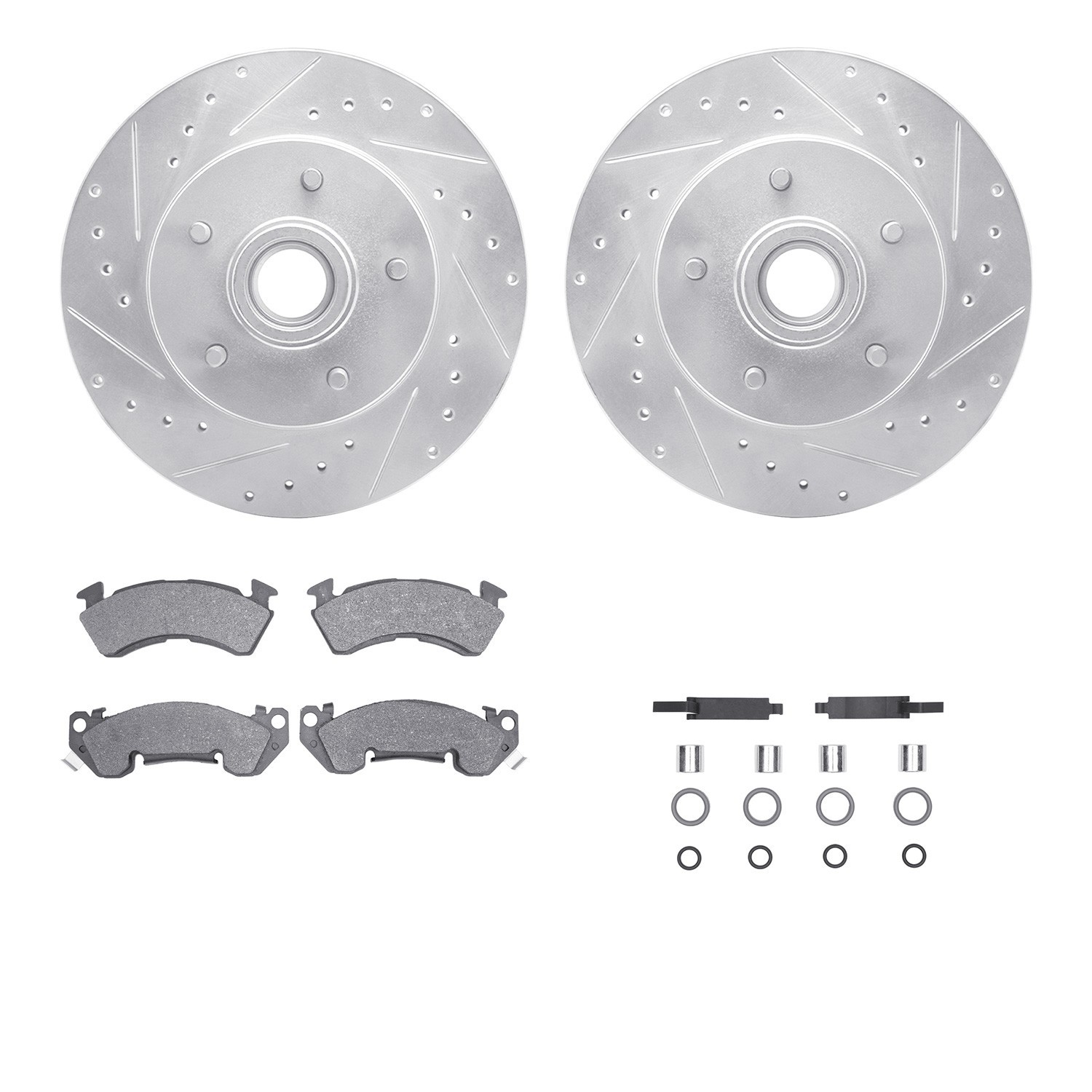 DYN 7212-51002 DFC Brake Rotor - Drilled & Slotted - Silver- HD Brake Pad - Hardware