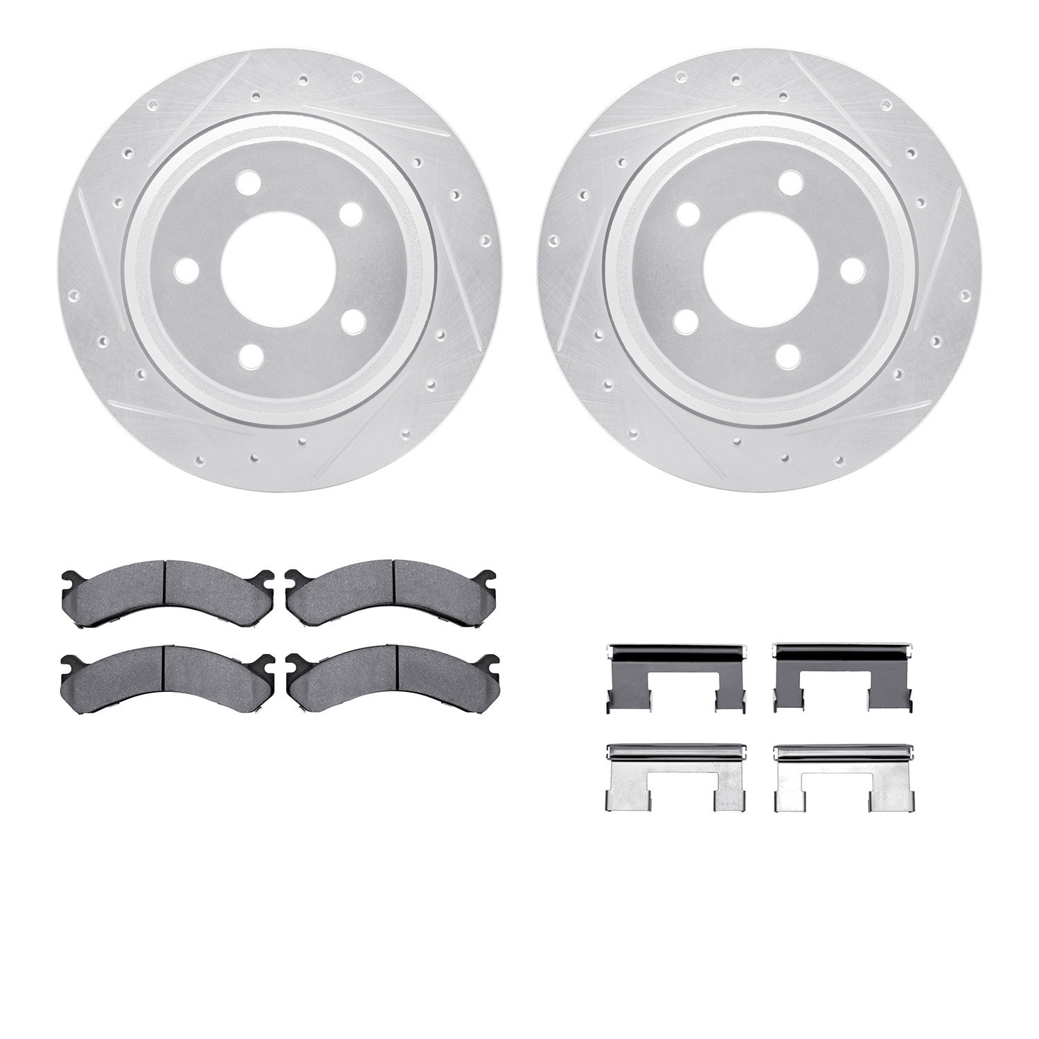 DYN 7212-54003 DFC Brake Rotor - Drilled & Slotted - Silver- HD Brake Pad - Hardware