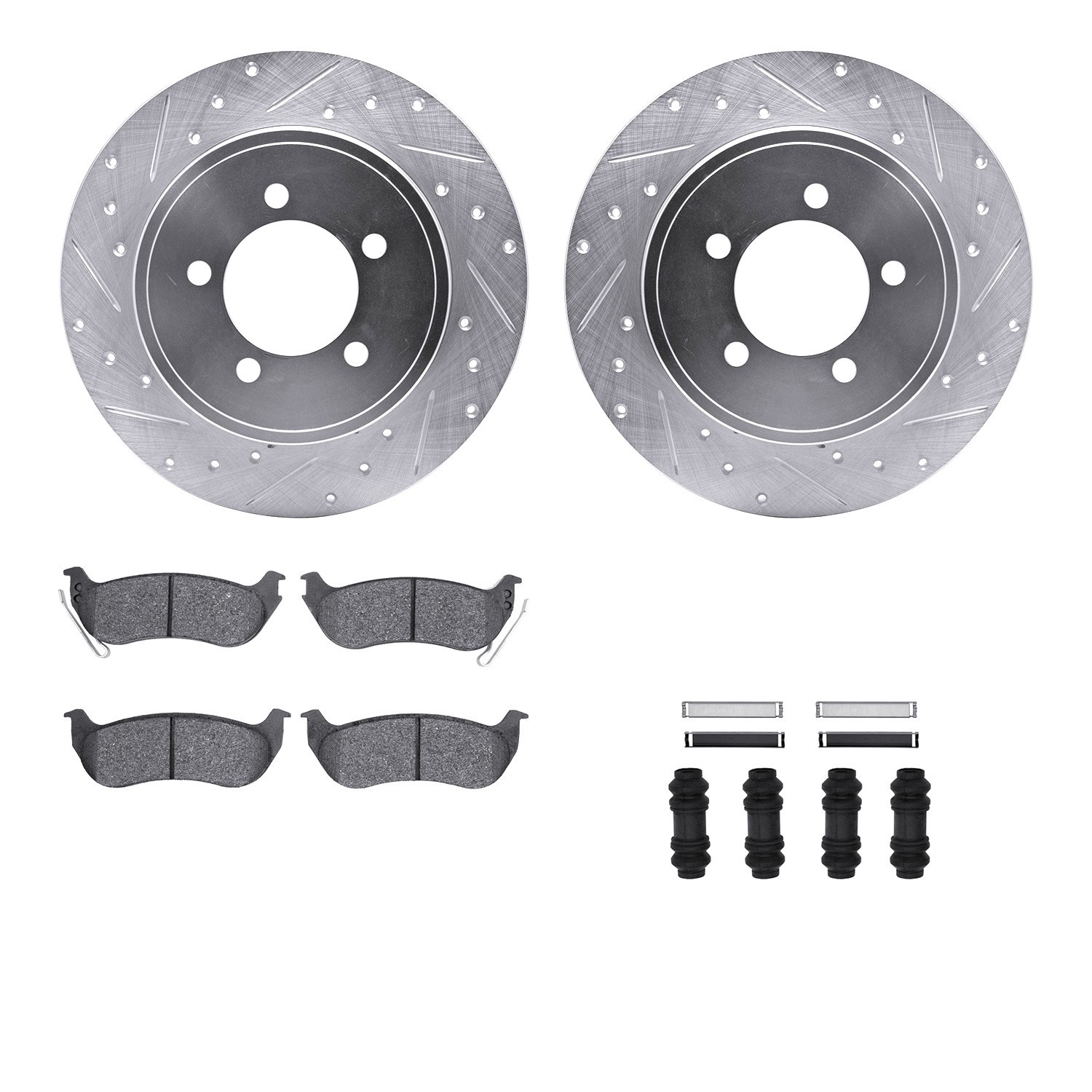 DYN 7212-54007 DFC Brake Rotor - Drilled & Slotted - Silver- HD Brake Pad - Hardware