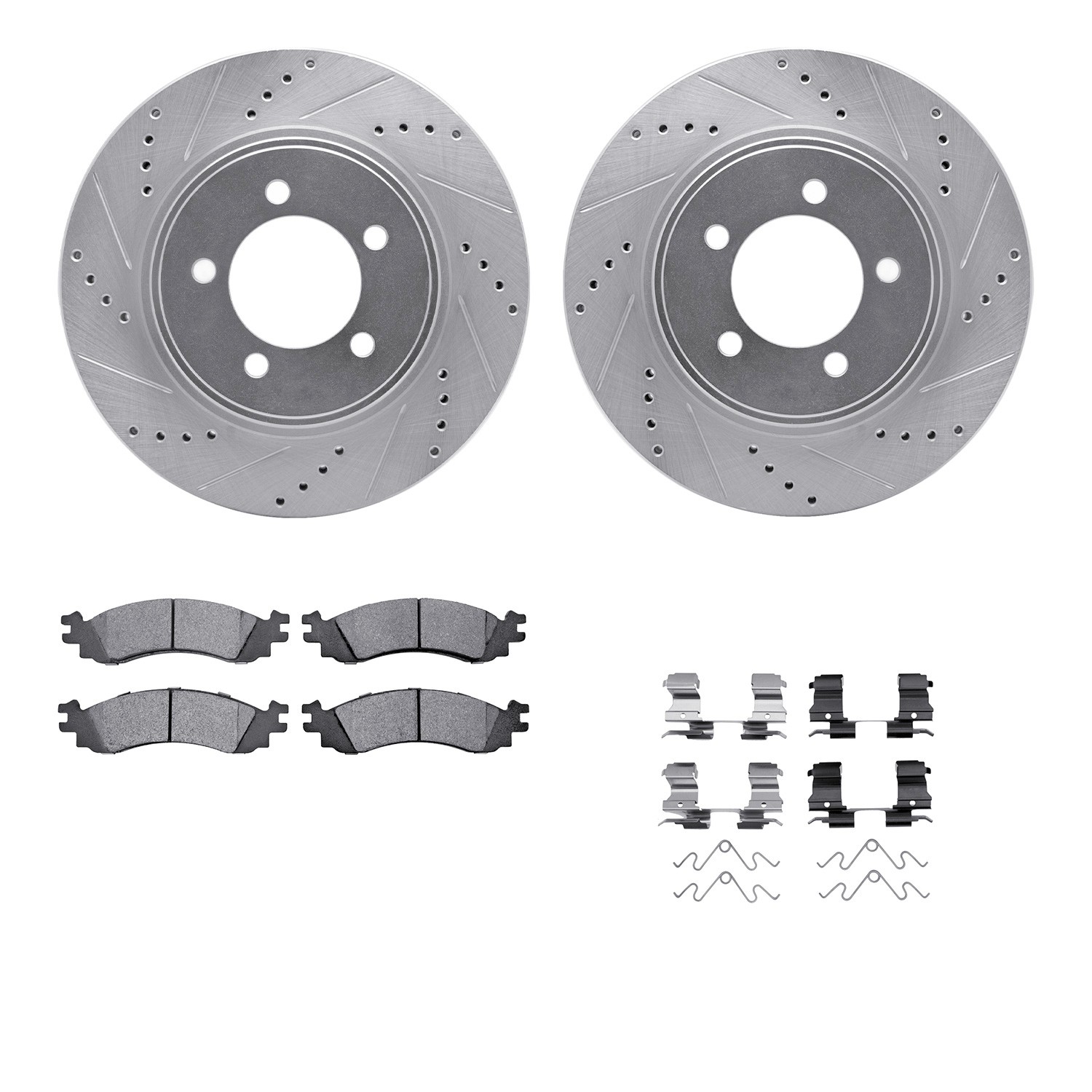 DYN 7212-54008 DFC Brake Rotor - Drilled & Slotted - Silver- HD Brake Pad - Hardware