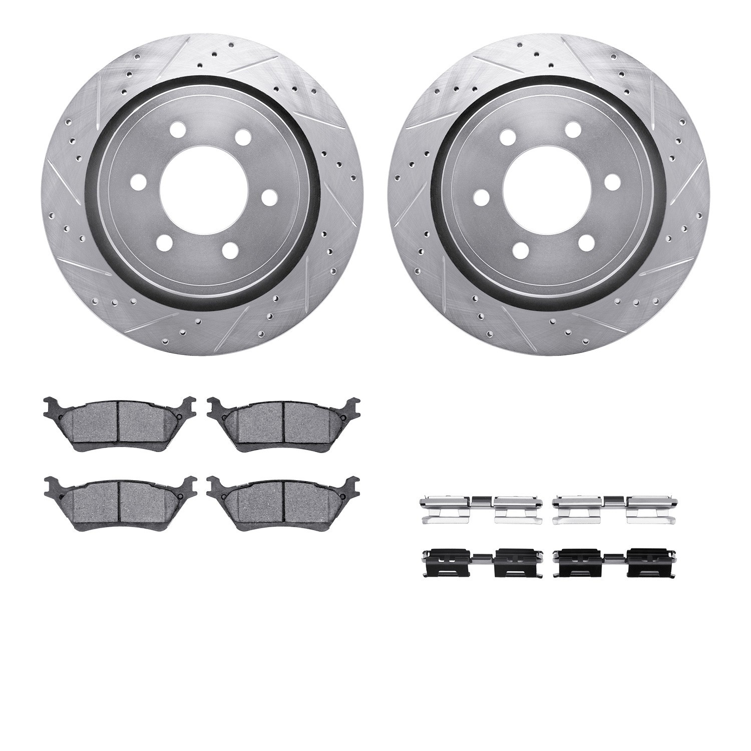 DYN 7212-54010 DFC Brake Rotor - Drilled & Slotted - Silver- HD Brake Pad - Hardware
