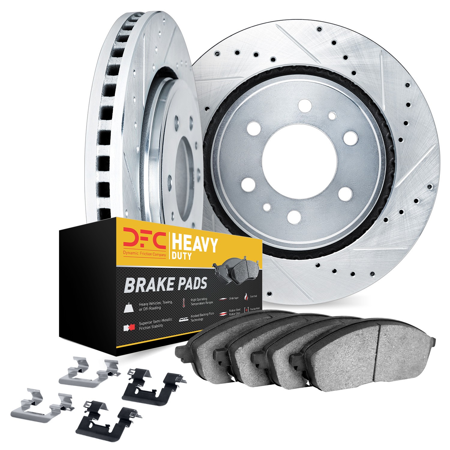 DYN 7212-54010 DFC Brake Rotor - Drilled & Slotted - Silver- HD Brake Pad - Hardware - Image 2