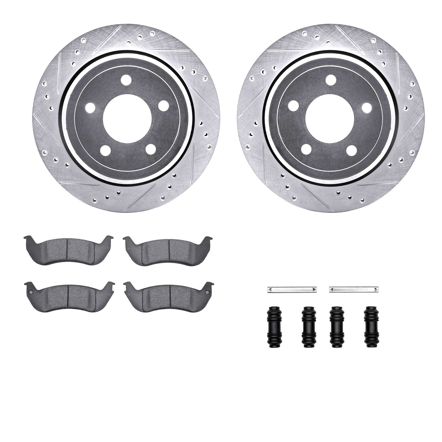 DYN 7212-56001 DFC Brake Rotor - Drilled & Slotted - Silver- HD Brake Pad - Hardware
