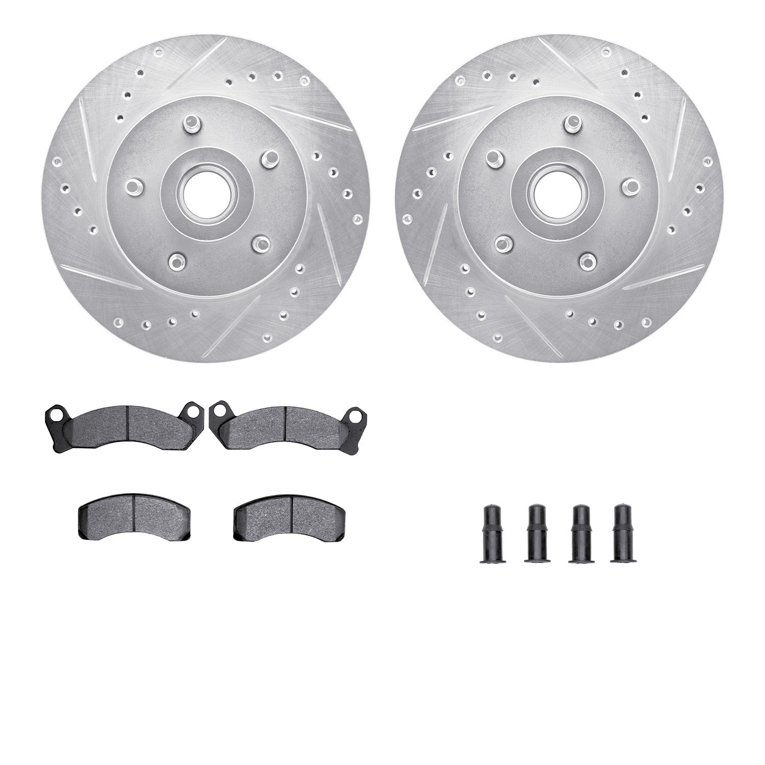DYN 7212-56012 DFC Brake Rotor - Drilled & Slotted - Silver- HD Brake Pad - Hardware