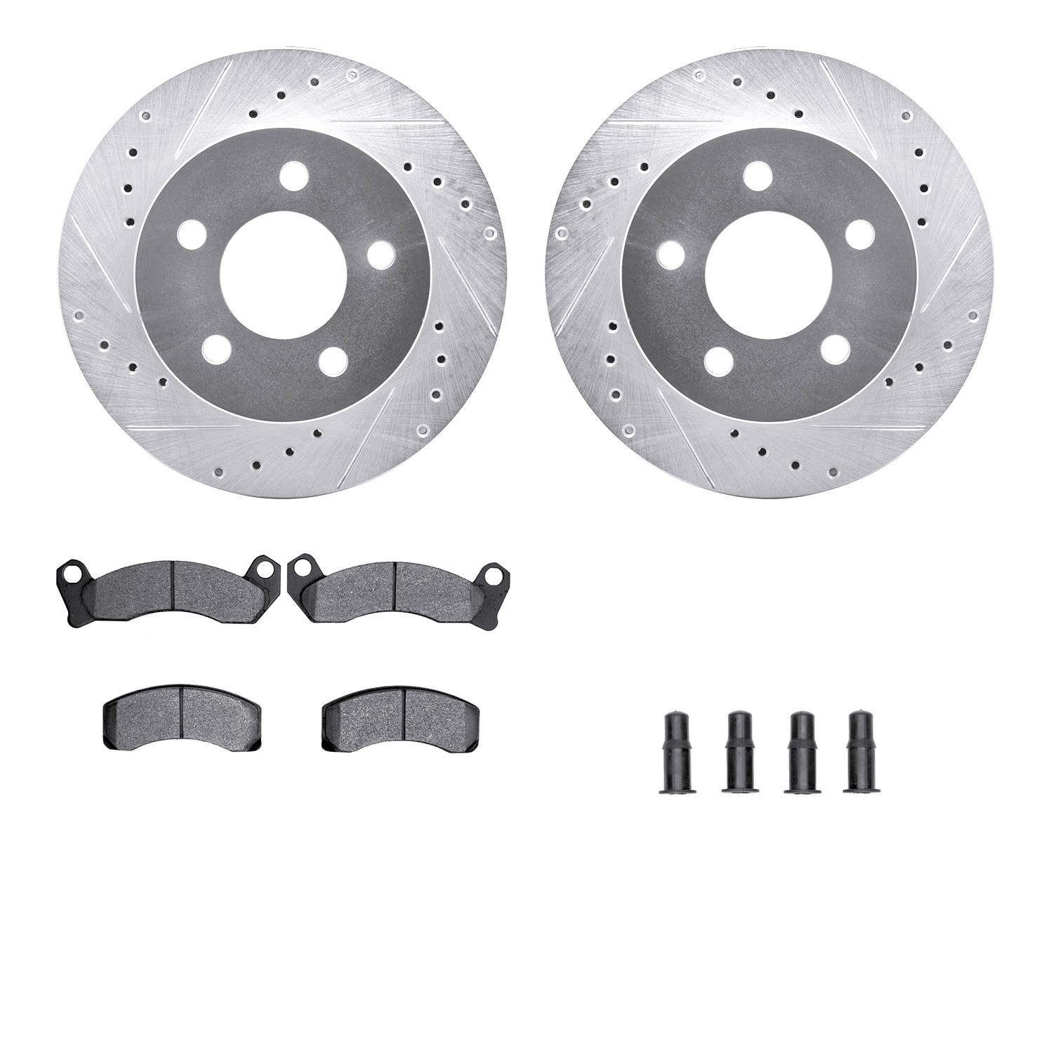 DYN 7212-56015 DFC Brake Rotor - Drilled & Slotted - Silver- HD Brake Pad - Hardware