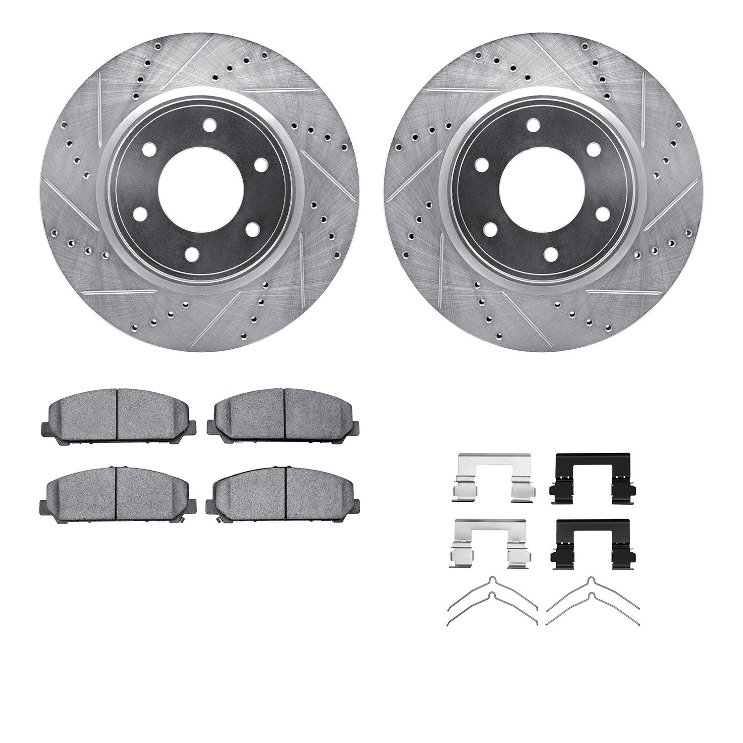 DYN 7212-67002 DFC Brake Rotor - Drilled & Slotted - Silver- HD Brake Pad - Hardware