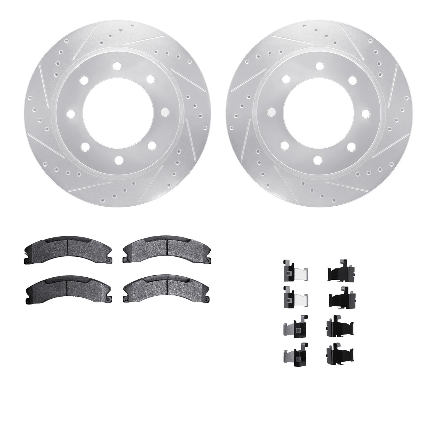 DYN 7212-67004 DFC Brake Rotor - Drilled & Slotted - Silver- HD Brake Pad - Hardware