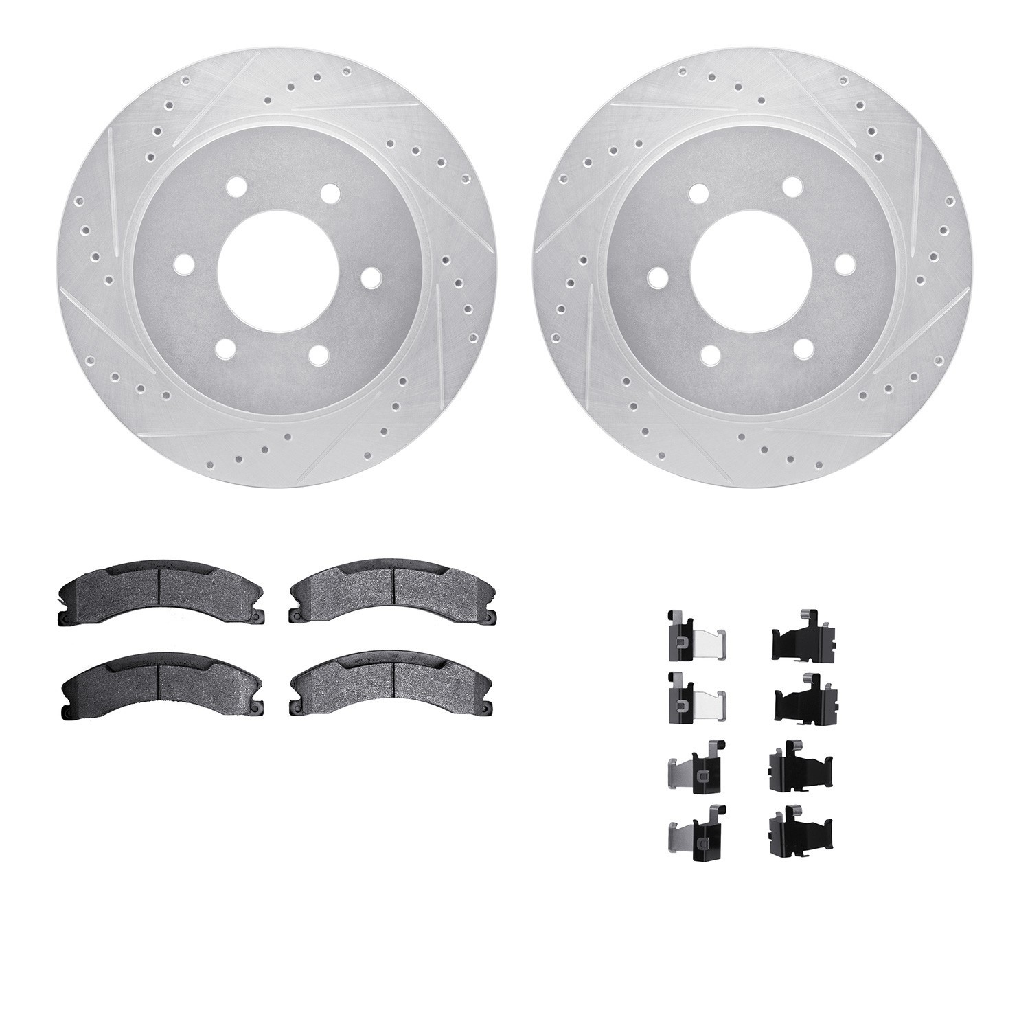DYN 7212-67005 DFC Brake Rotor - Drilled & Slotted - Silver- HD Brake Pad - Hardware
