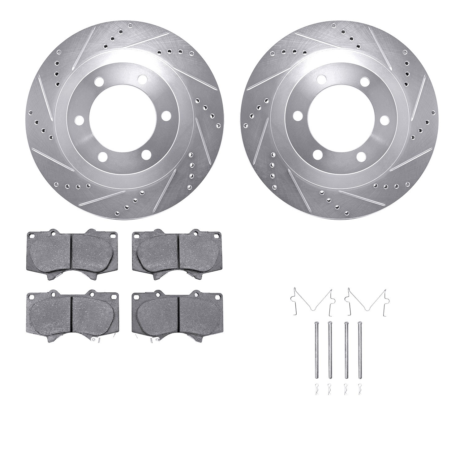 DYN 7212-76003 DFC Brake Rotor - Drilled & Slotted - Silver- HD Brake Pad - Hardware