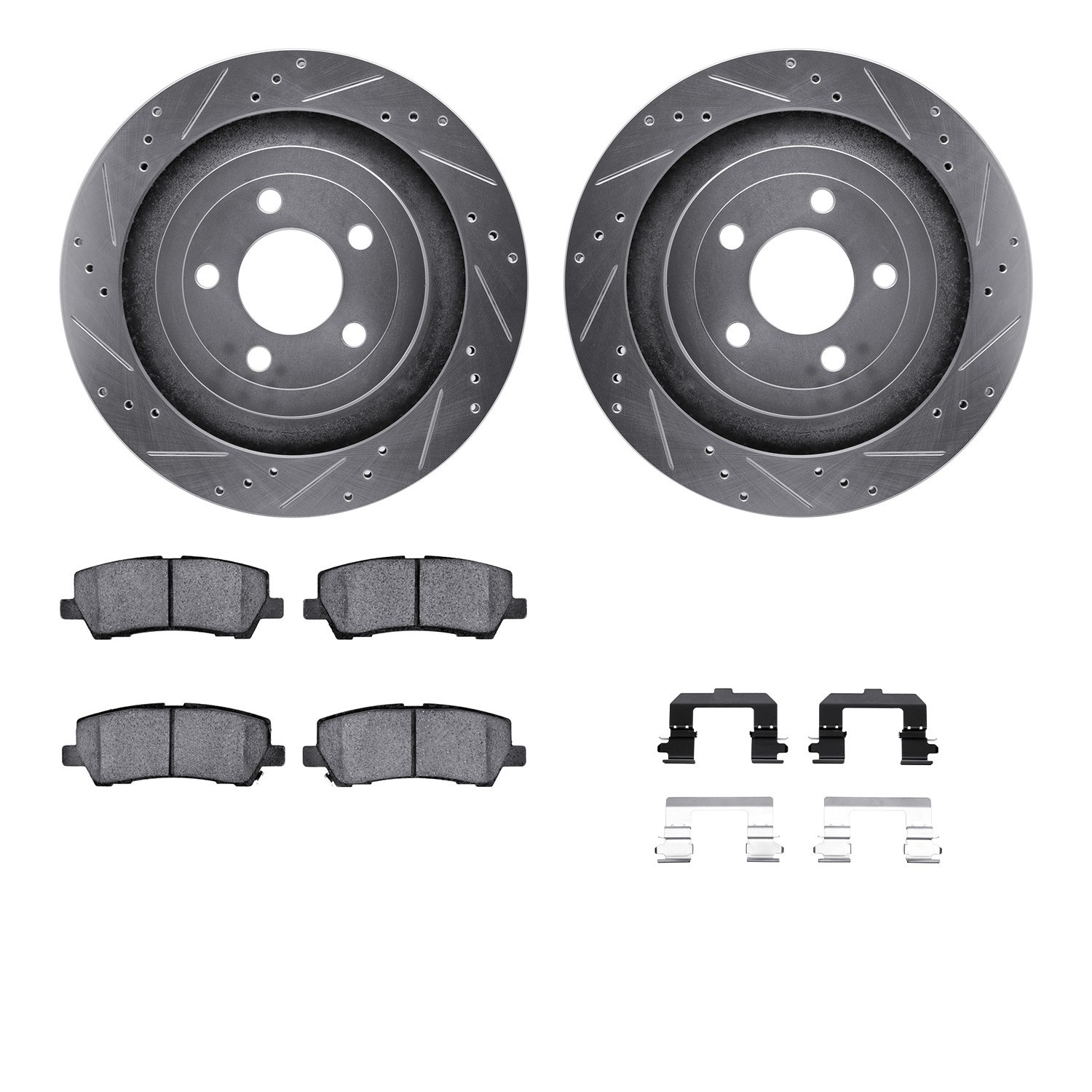 DYN 7212-99051 DFC Brake Rotor - Drilled & Slotted - Silver- HD Brake Pad - Hardware