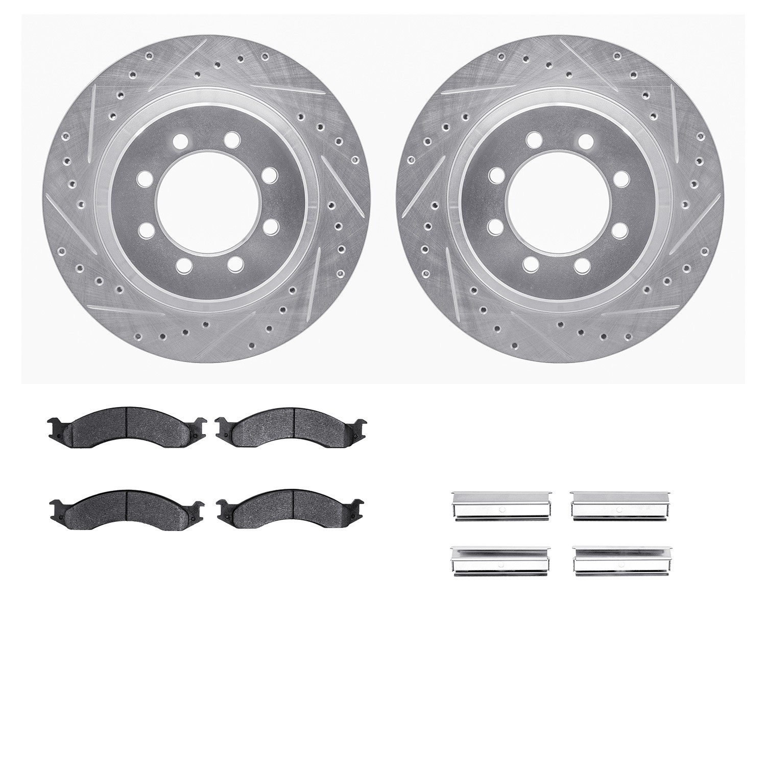 DYN 7212-99085 DFC Brake Rotor - Drilled & Slotted - Silver- HD Brake Pad - Hardware