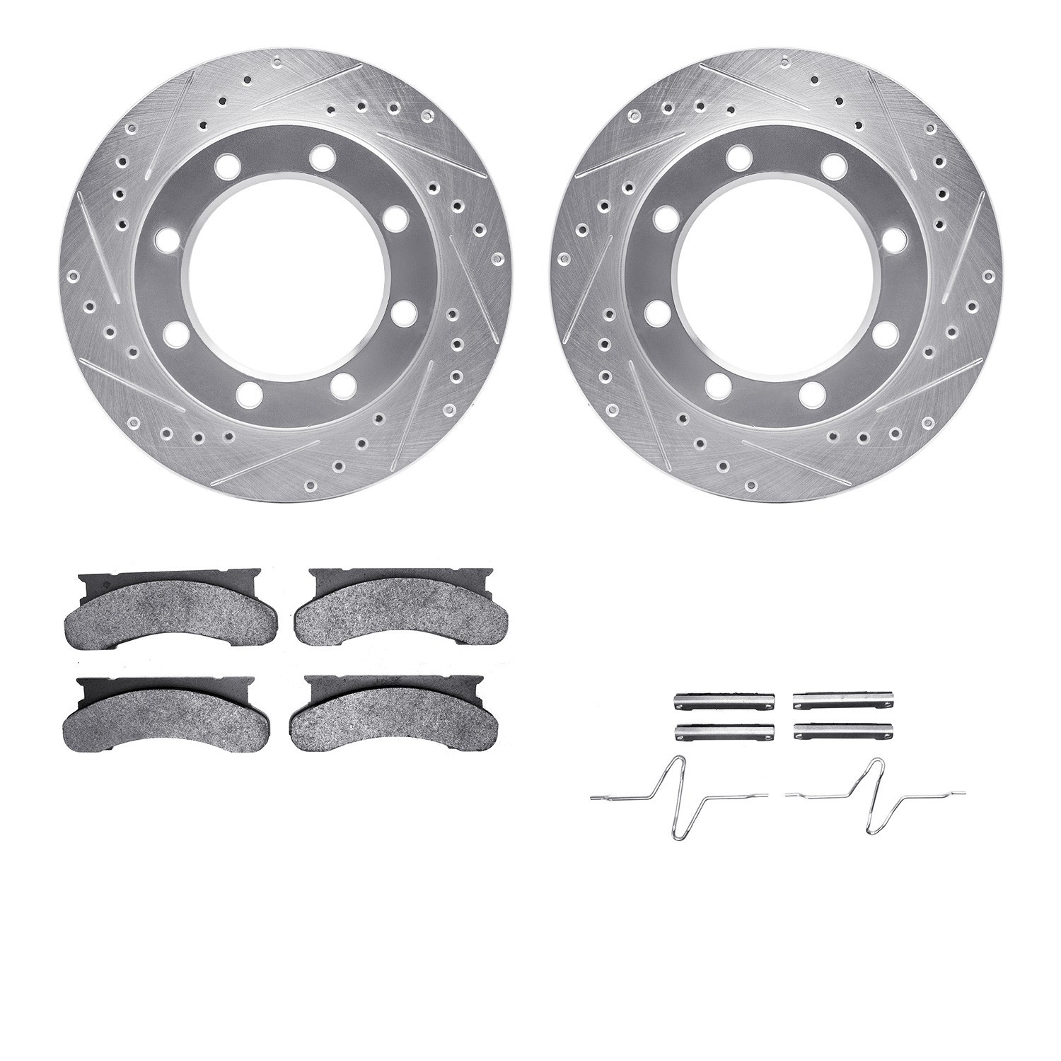DYN 7212-99091 DFC Brake Rotor - Drilled & Slotted - Silver- HD Brake Pad - Hardware