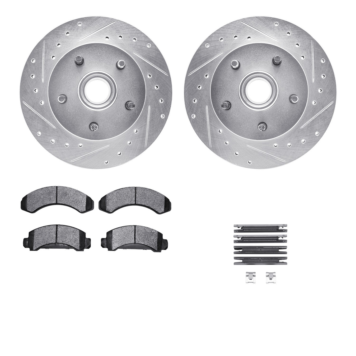 DYN 7212-99094 DFC Brake Rotor - Drilled & Slotted - Silver- HD Brake Pad - Hardware