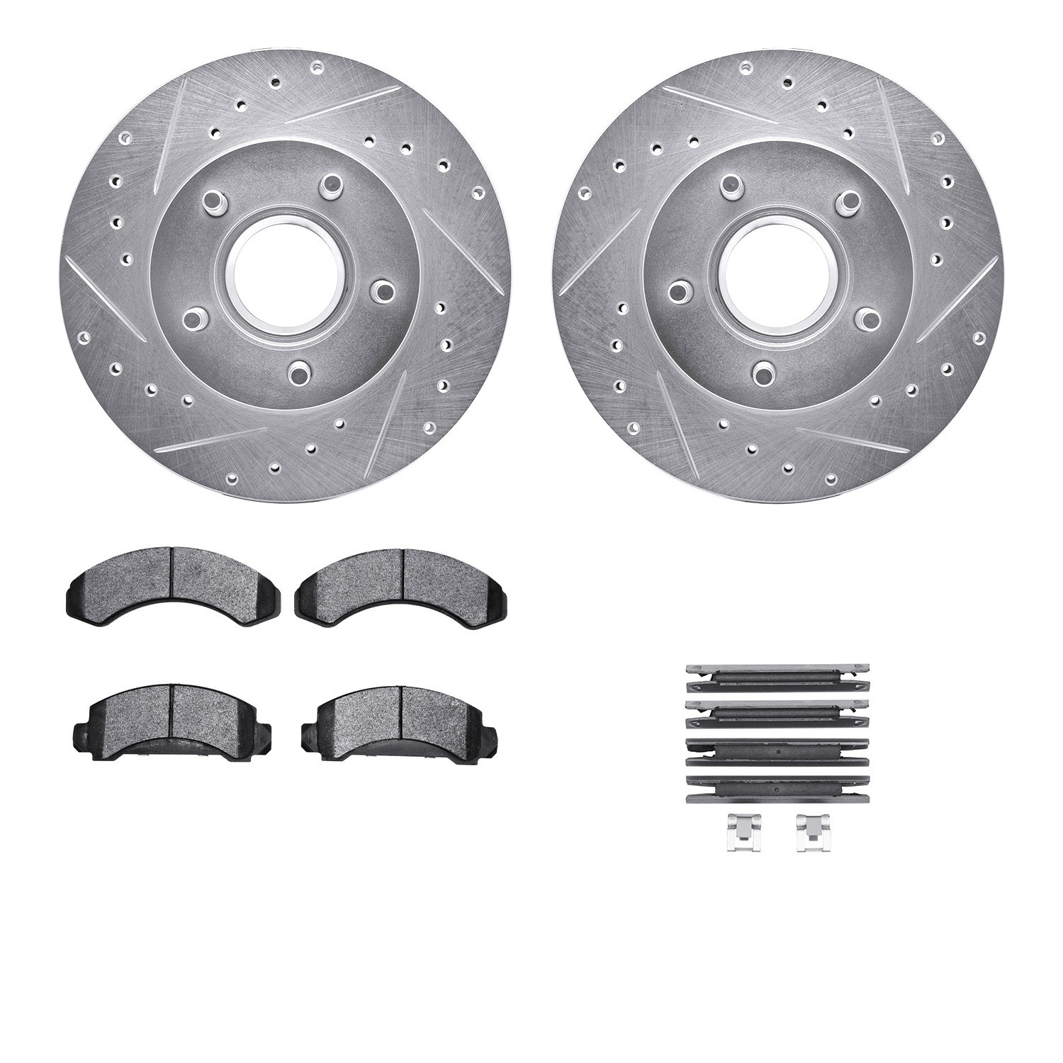 DYN 7212-99095 DFC Brake Rotor - Drilled & Slotted - Silver- HD Brake Pad - Hardware
