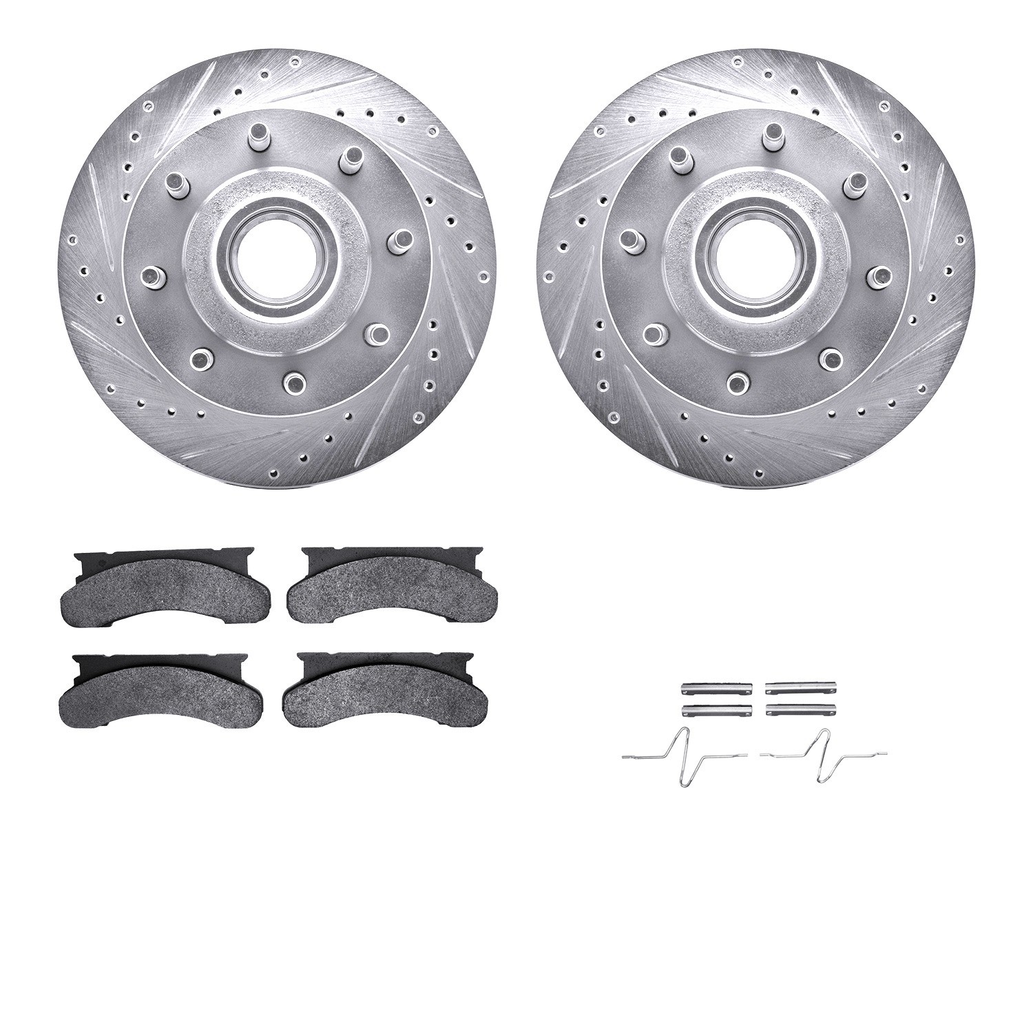 DYN 7212-99101 DFC Brake Rotor - Drilled & Slotted - Silver- HD Brake Pad - Hardware